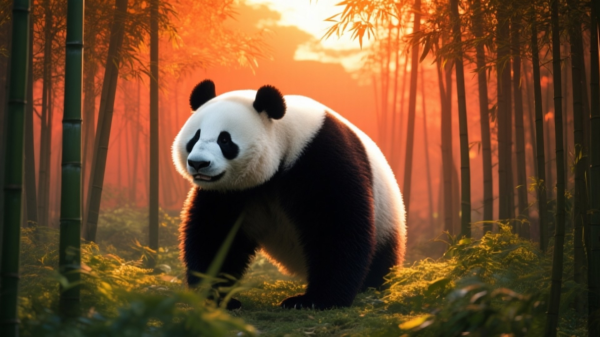 Hoàng Hôn Rừng Trúc Hình nền