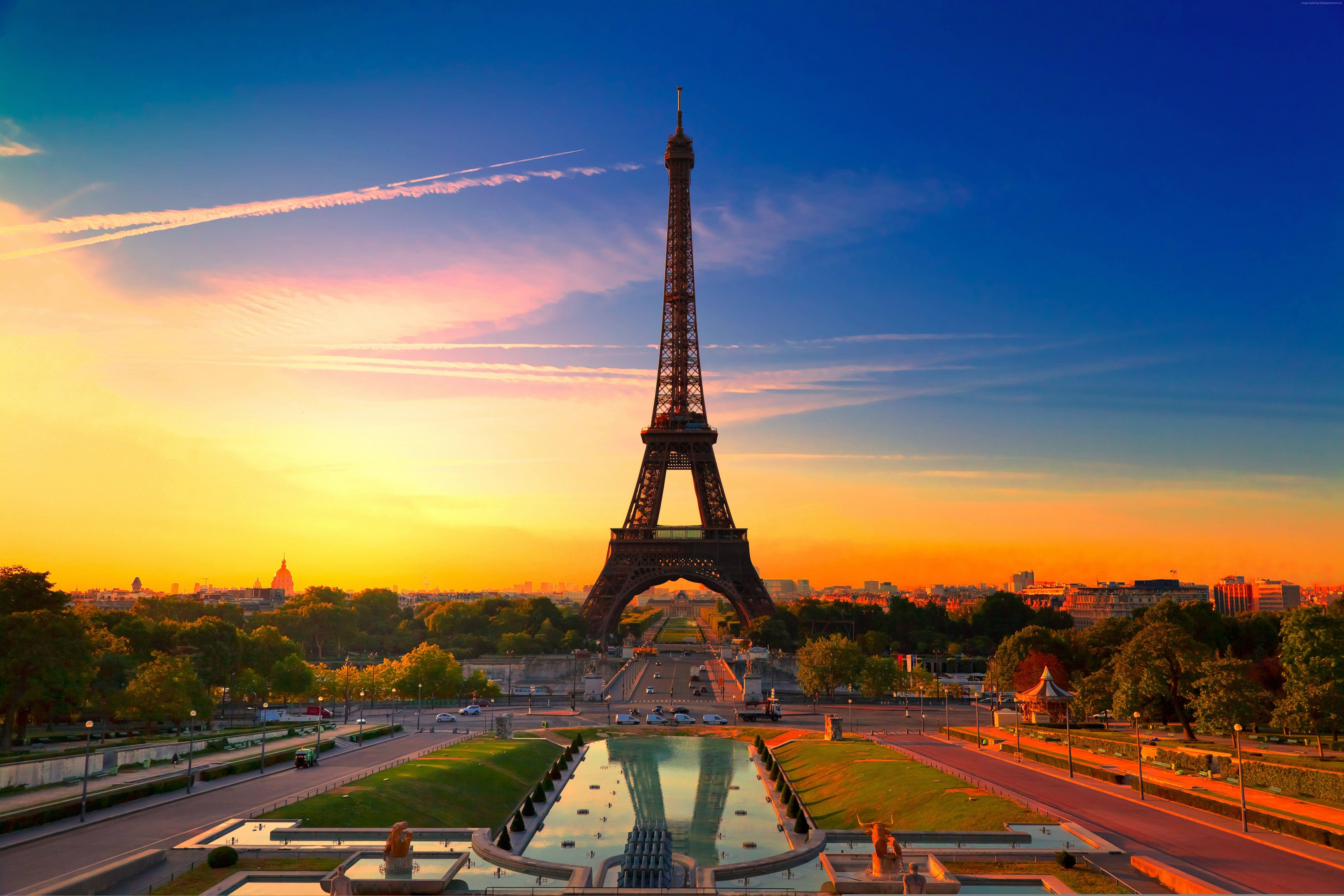 Hoàng hôn tại Tháp Eiffel Paris Hình nền