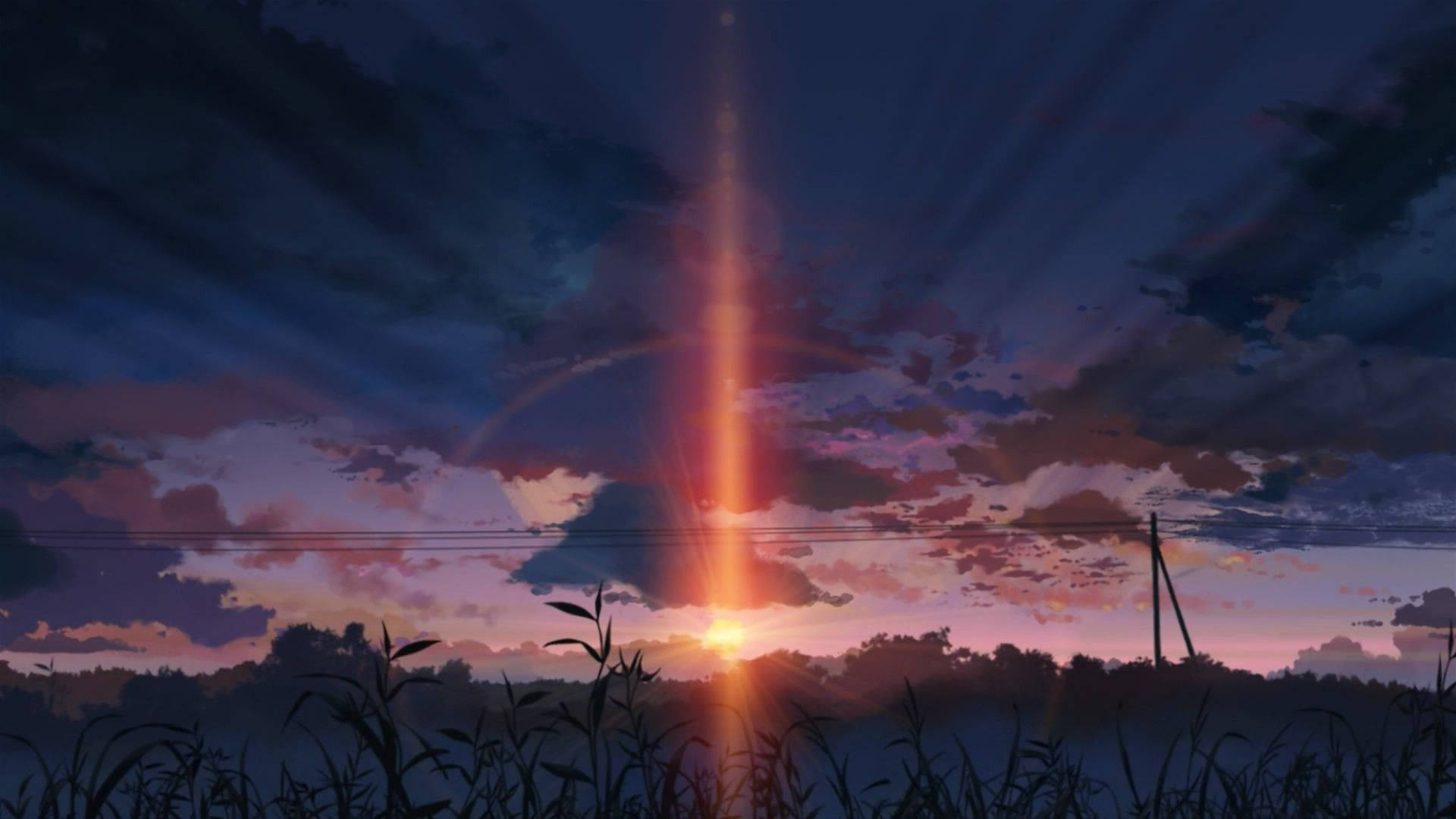 Hoàng hôn tối trong phong cảnh anime Hình nền