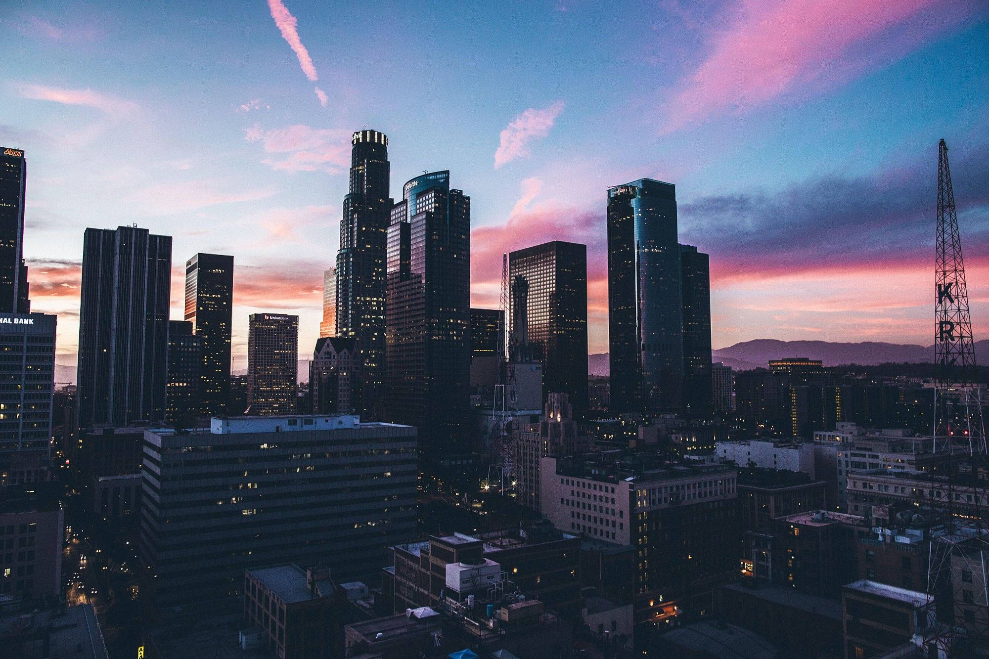Hoàng hôn trung tâm Los Angeles Hình nền