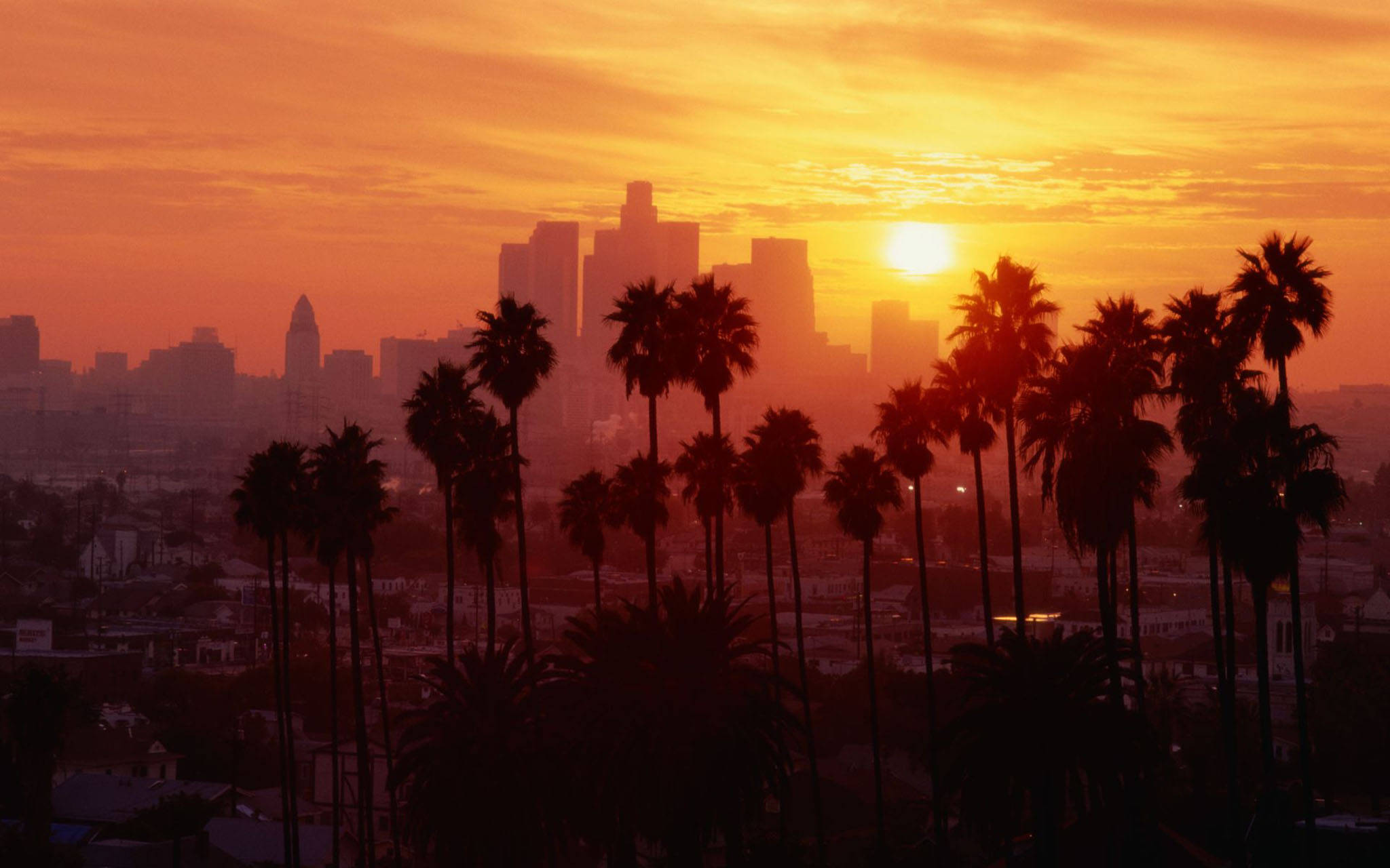 Hoàng hôn vàng Los Angeles Hình nền
