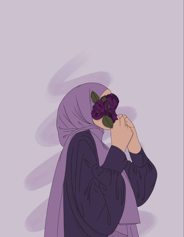 Hoạt hình Hijab Tím Hình nền