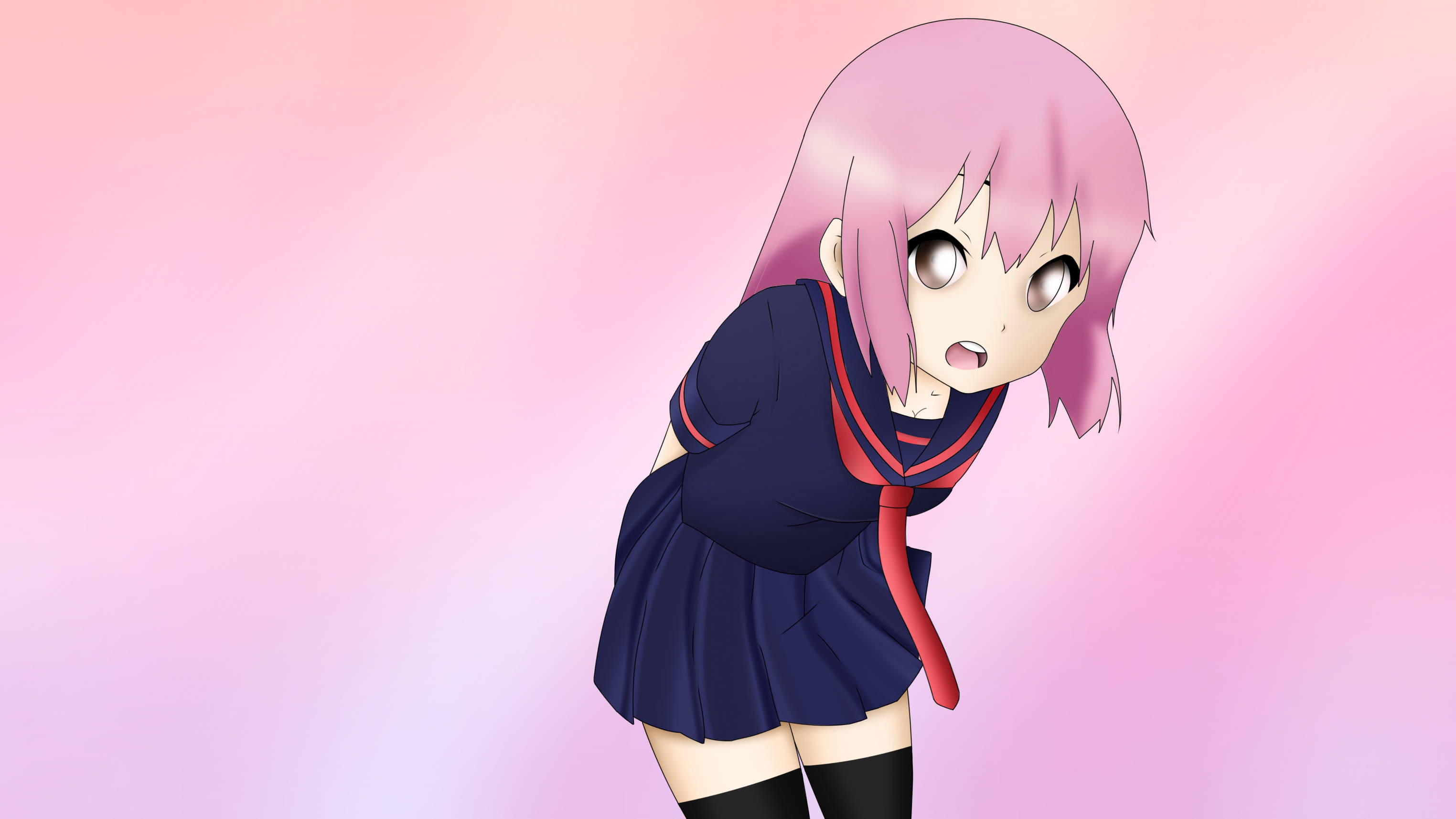 Học sinh nữ phong cách anime thẩm mỹ màu hồng Hình nền