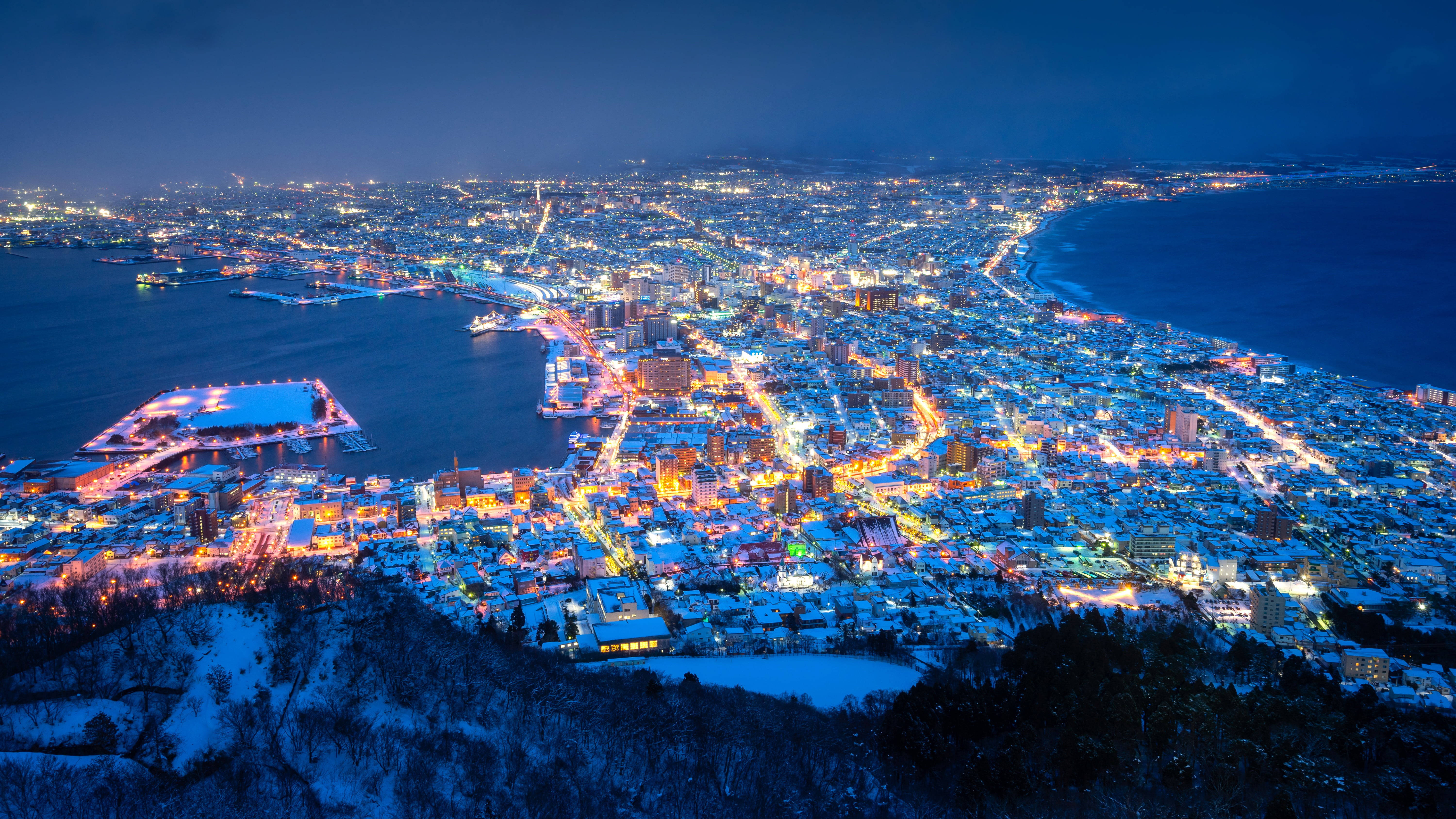 Hokkaido Nhật Bản Về Đêm 4K Hình nền