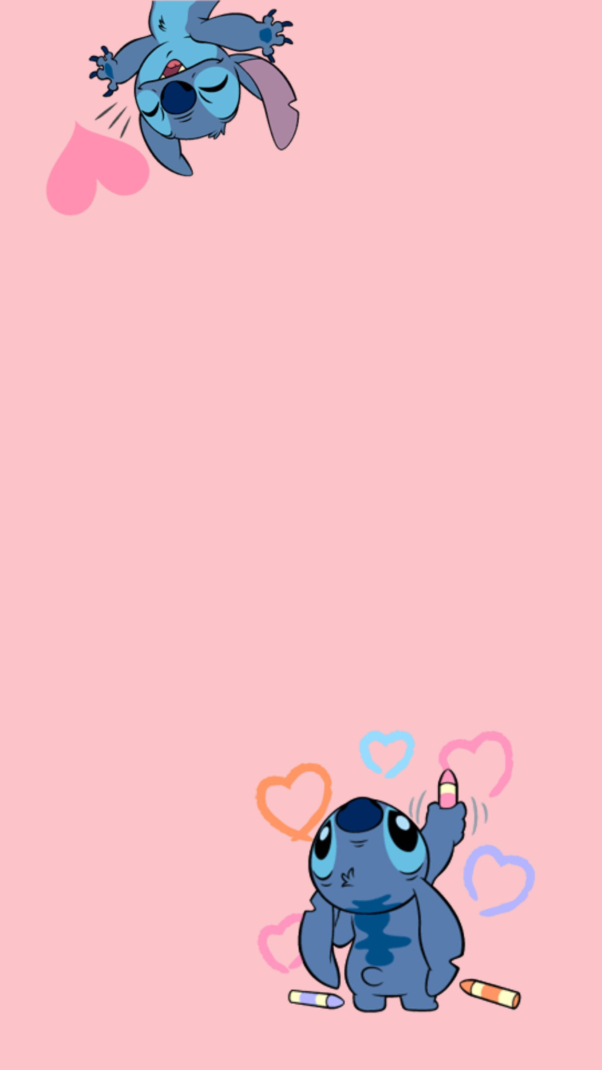 Hồng Lilo Và Stitch iPhone Trái Tim Hình nền