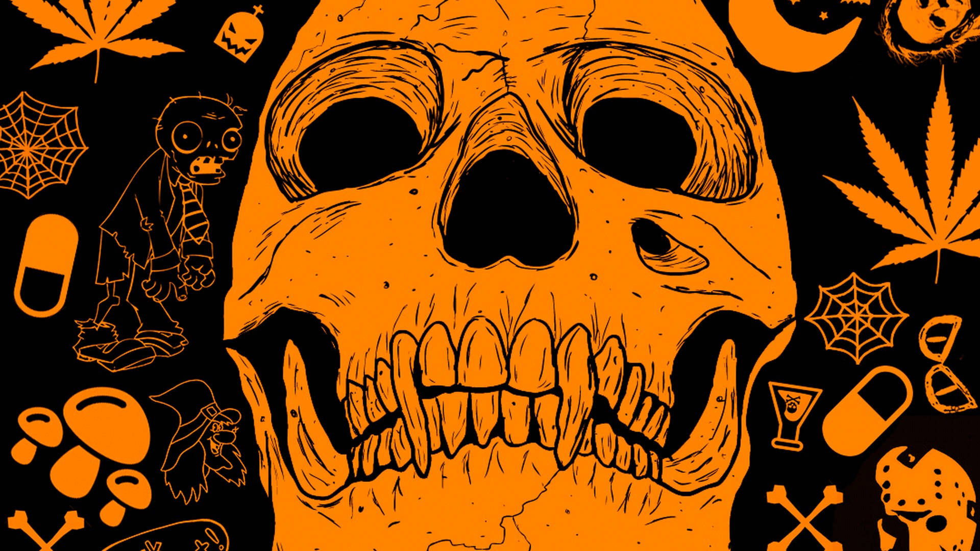 Hộp Sọ Dễ Thương Halloween Hình nền