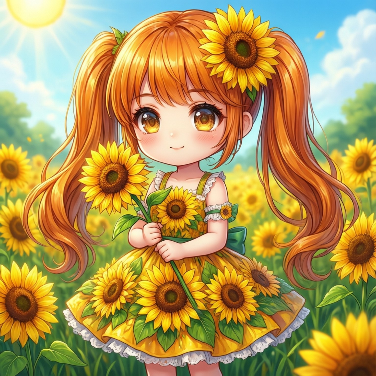 Hướng Dương Chibi Hình nền