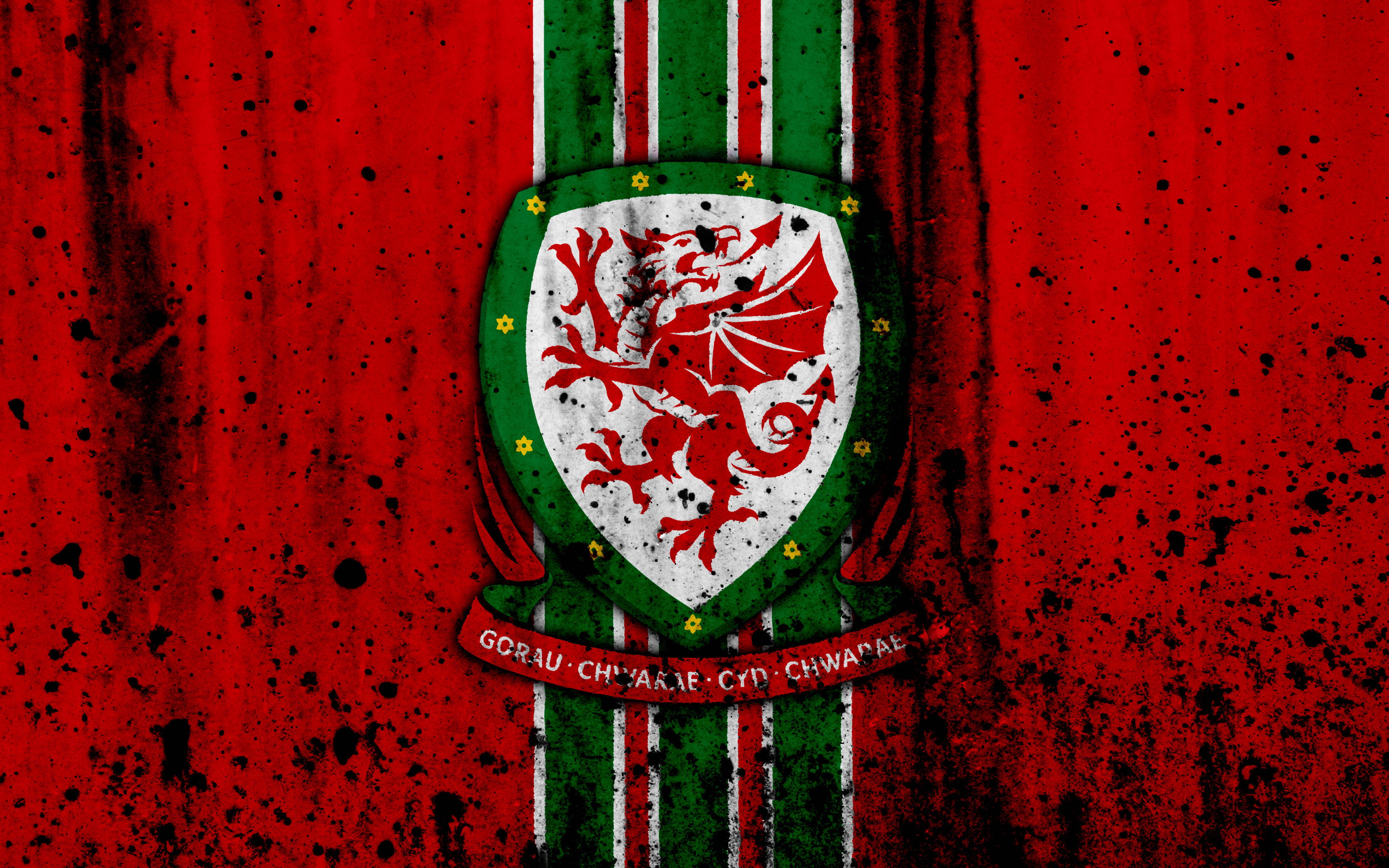 Huy hiệu Đội tuyển Bóng đá Quốc gia xứ Wales bị bắn sơn Hình nền