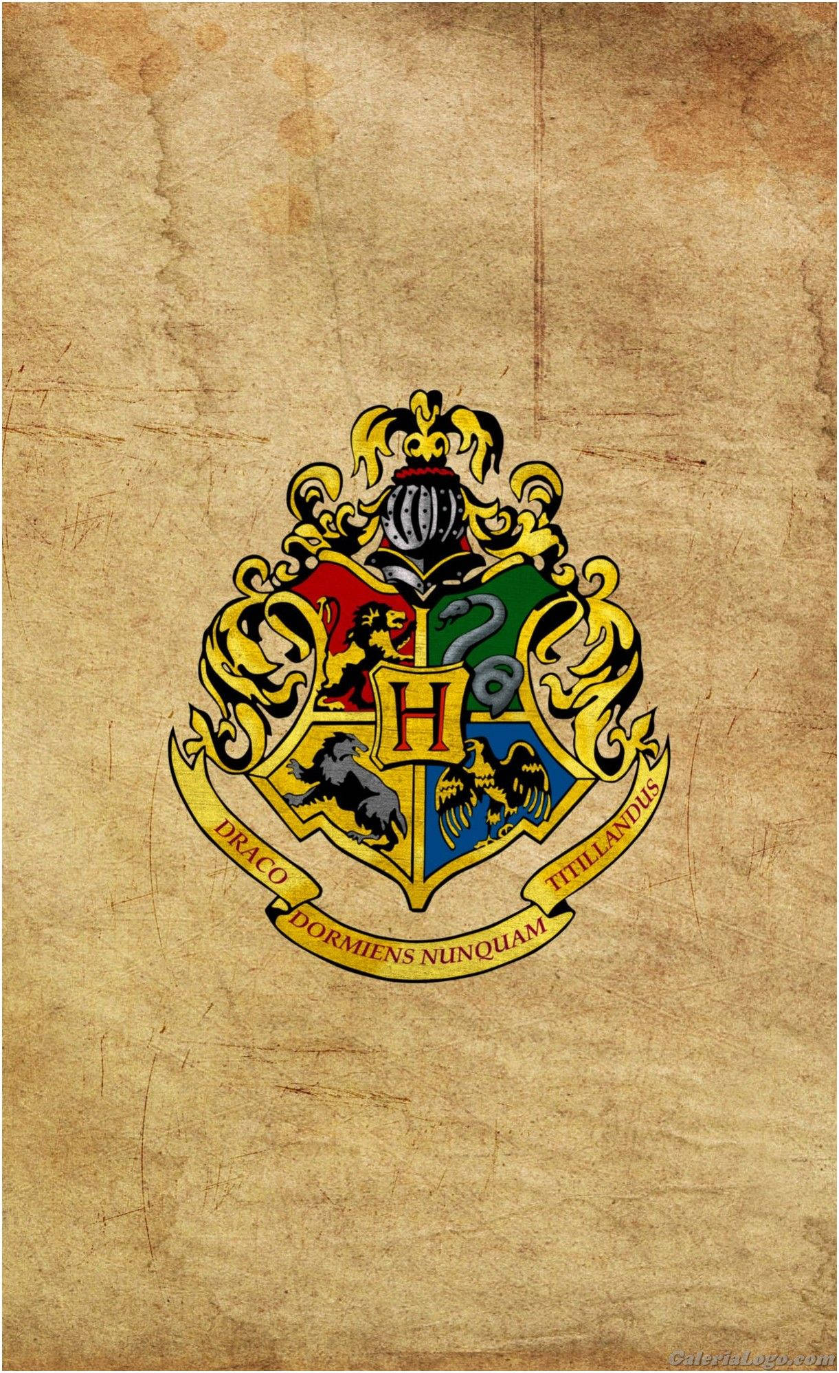 Huy hiệu gia tộc Hogwarts trên giấy da Hình nền