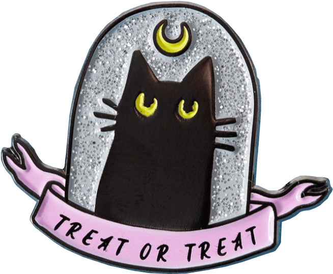 Huy hiệu Halloween Mèo đen Treat or Treat Hình nền