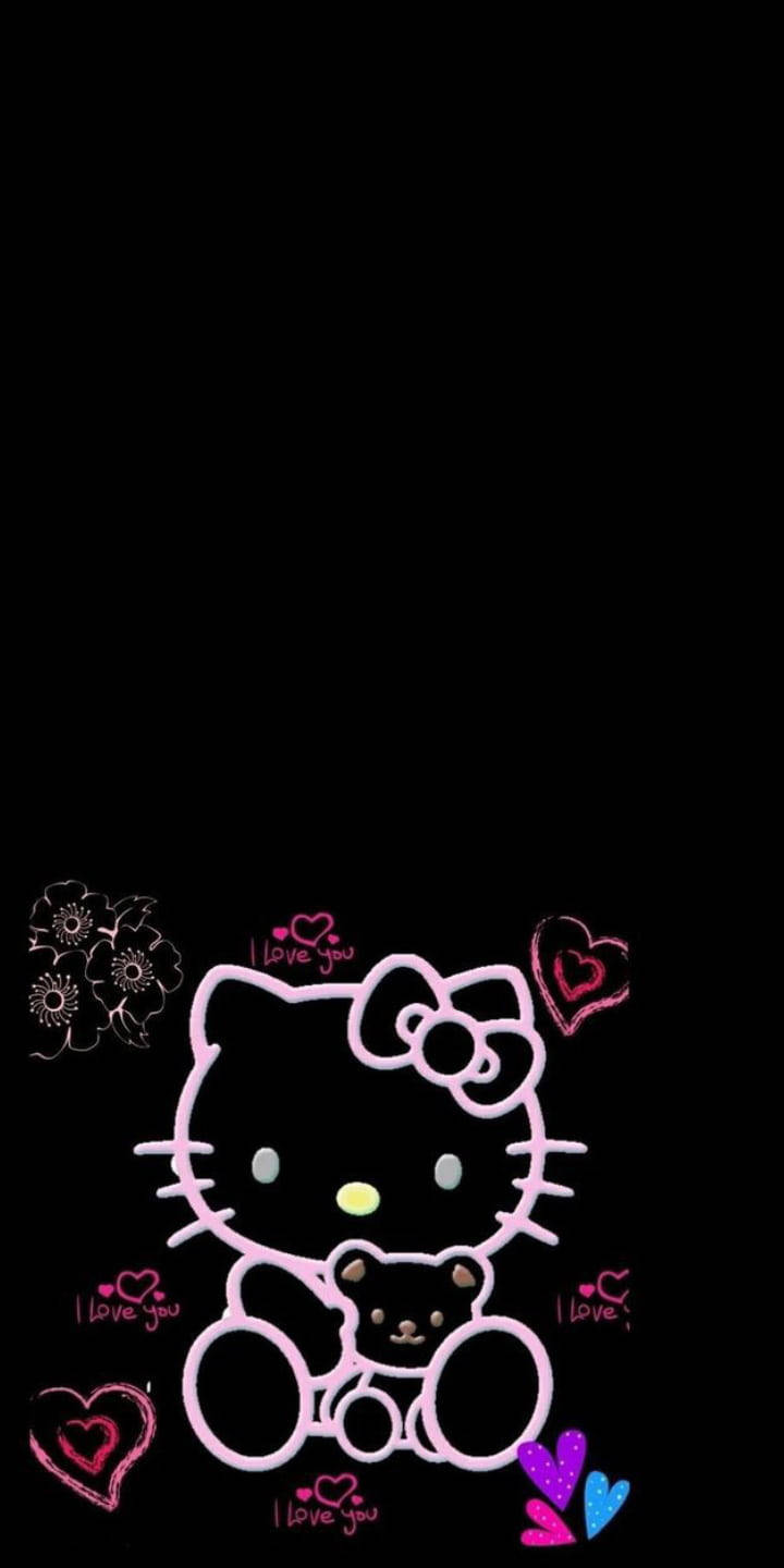 I Love You Hello Kitty Đen Hình nền