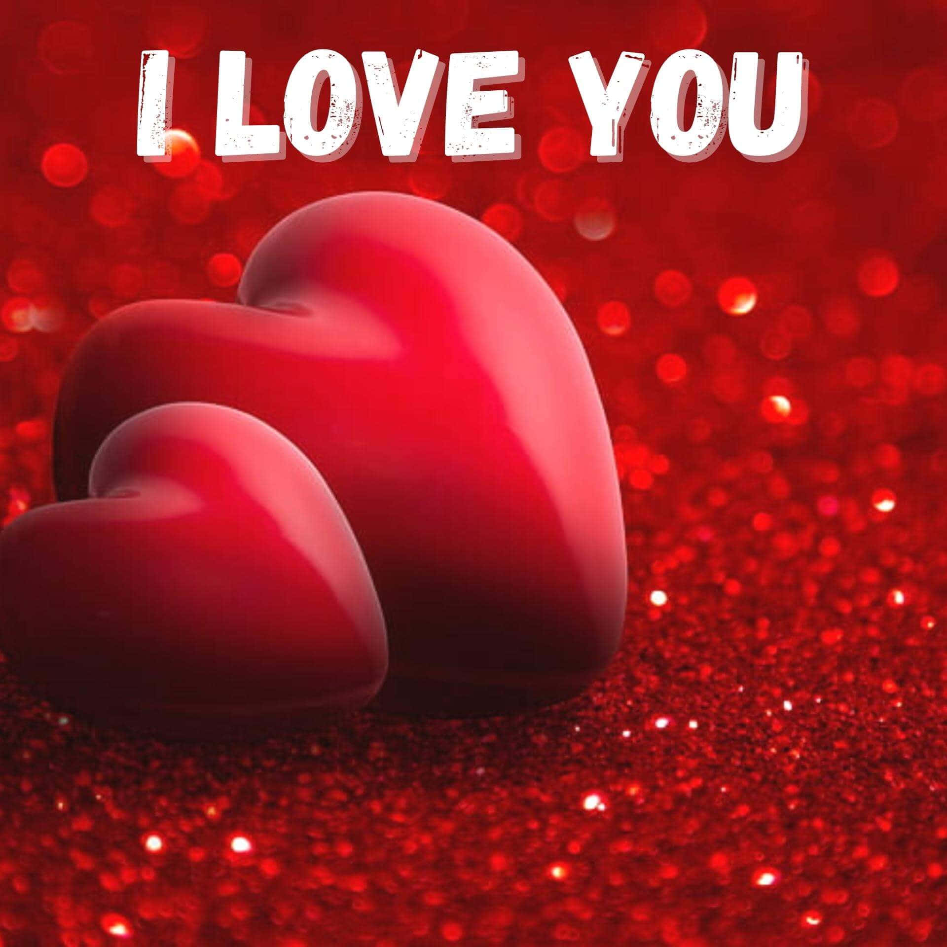 "I LOVE YOU" Hình Trái Tim Đỏ Lấp Lánh Hình nền