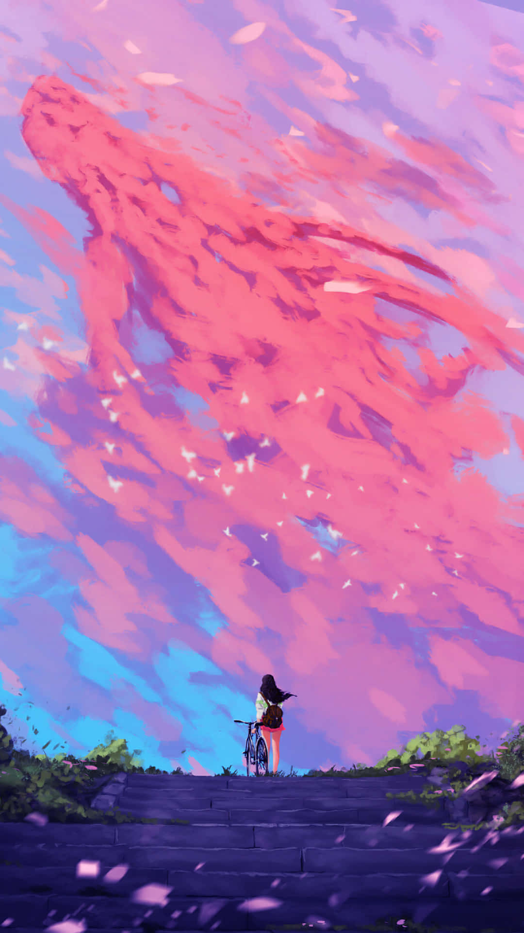Điện thoại Anime Màu hồng Mây Rồng Hình nền