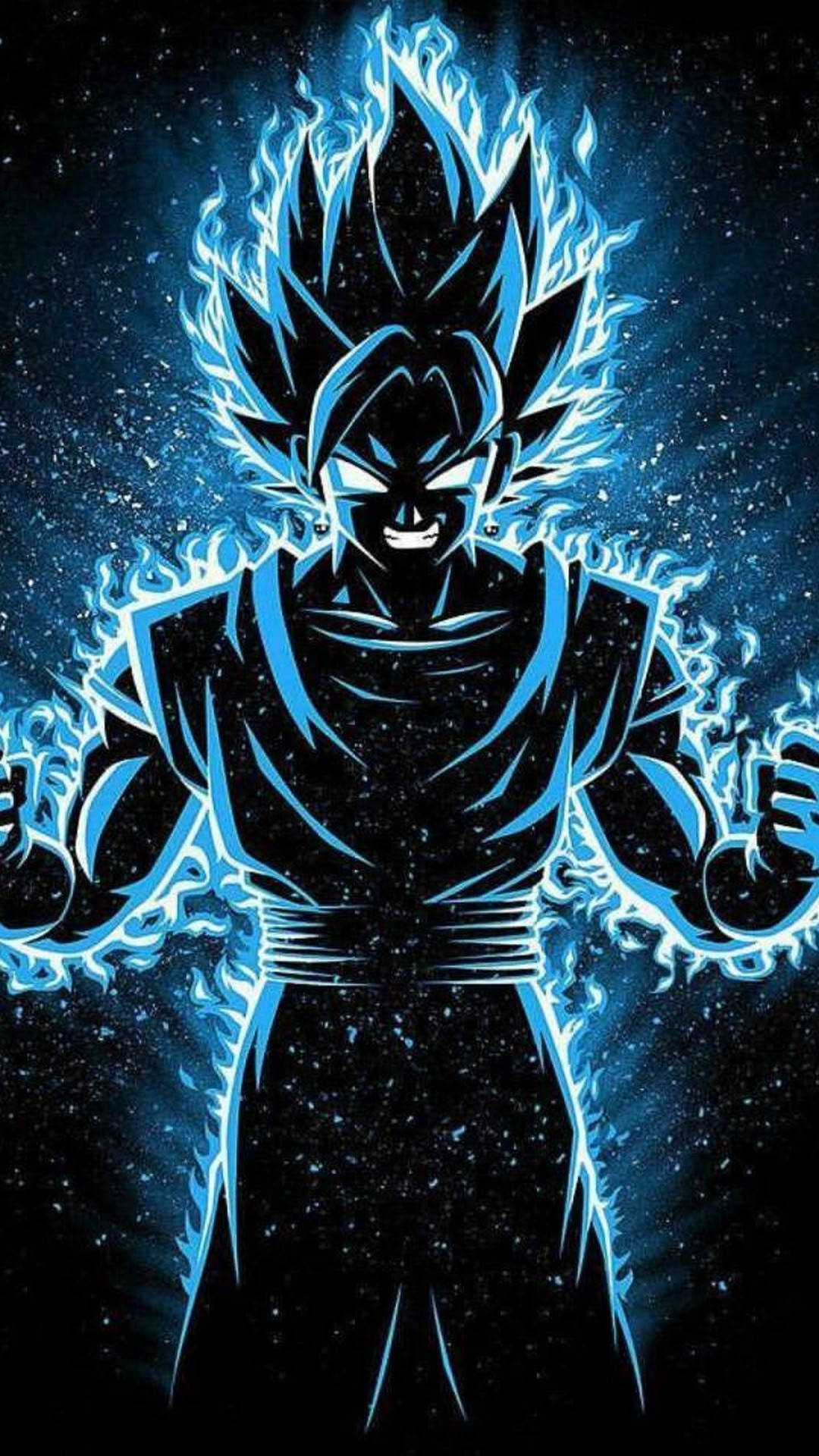 Điện thoại Black Goku với hào quang xanh trắng Hình nền