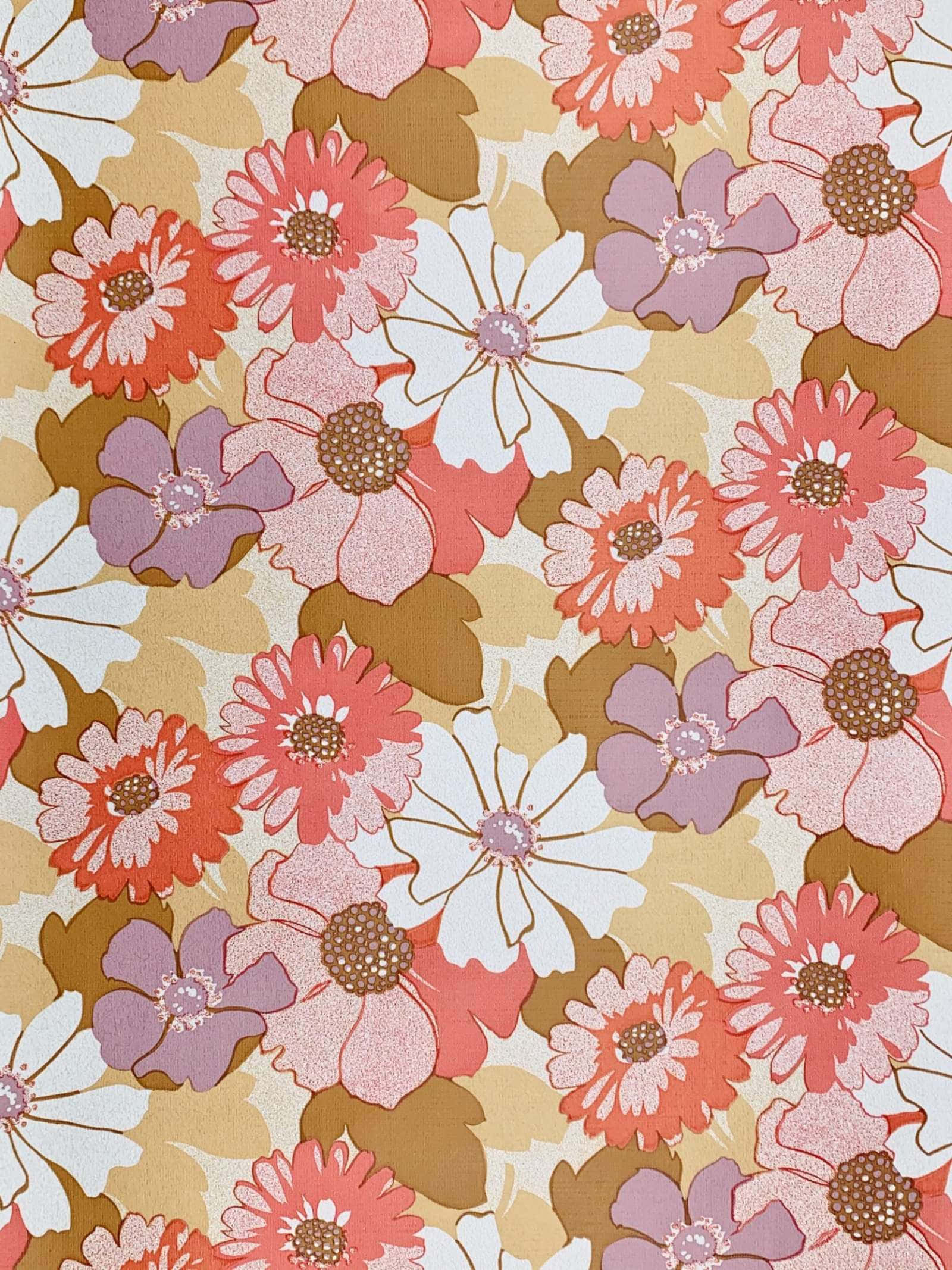 Điện thoại hoa pastel hồng thập niên 70 Hình nền