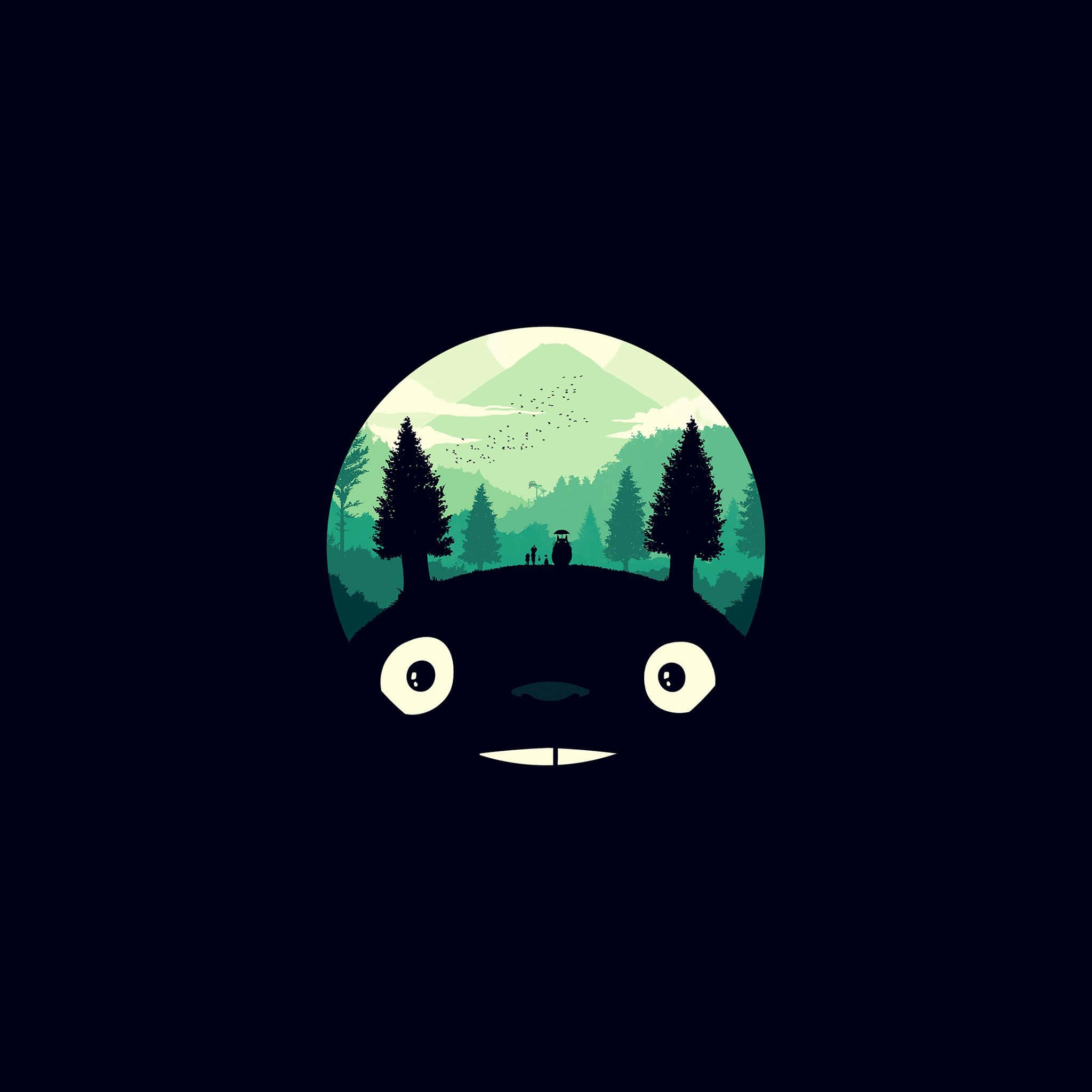 iPad Totoro Dễ Thương Tối Màu Hình nền