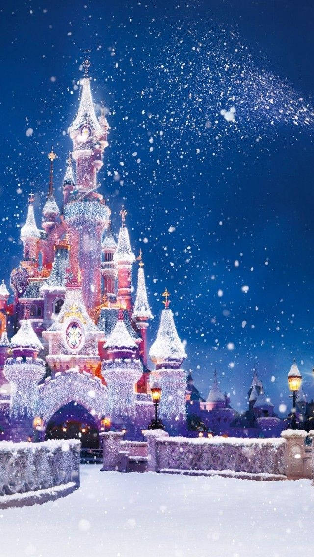 iPhone Lâu Đài Disney Tuyết Rơi Giáng Sinh Hình nền