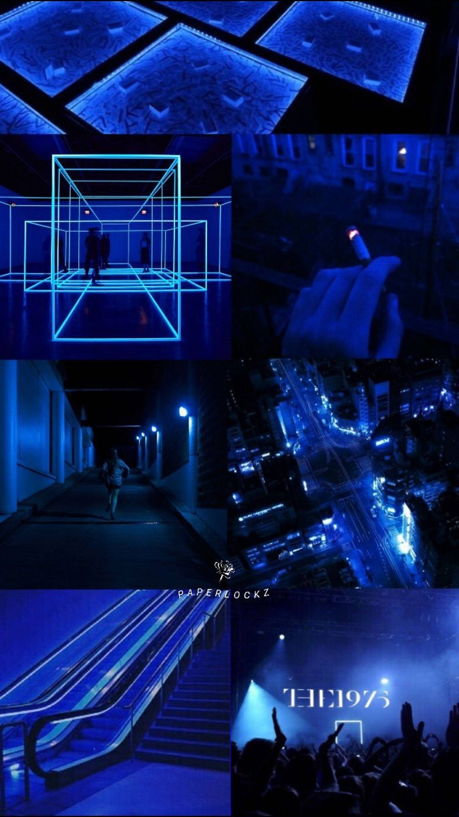 iPhone Neon Xanh Dương Thẩm Mỹ Collage Hình nền