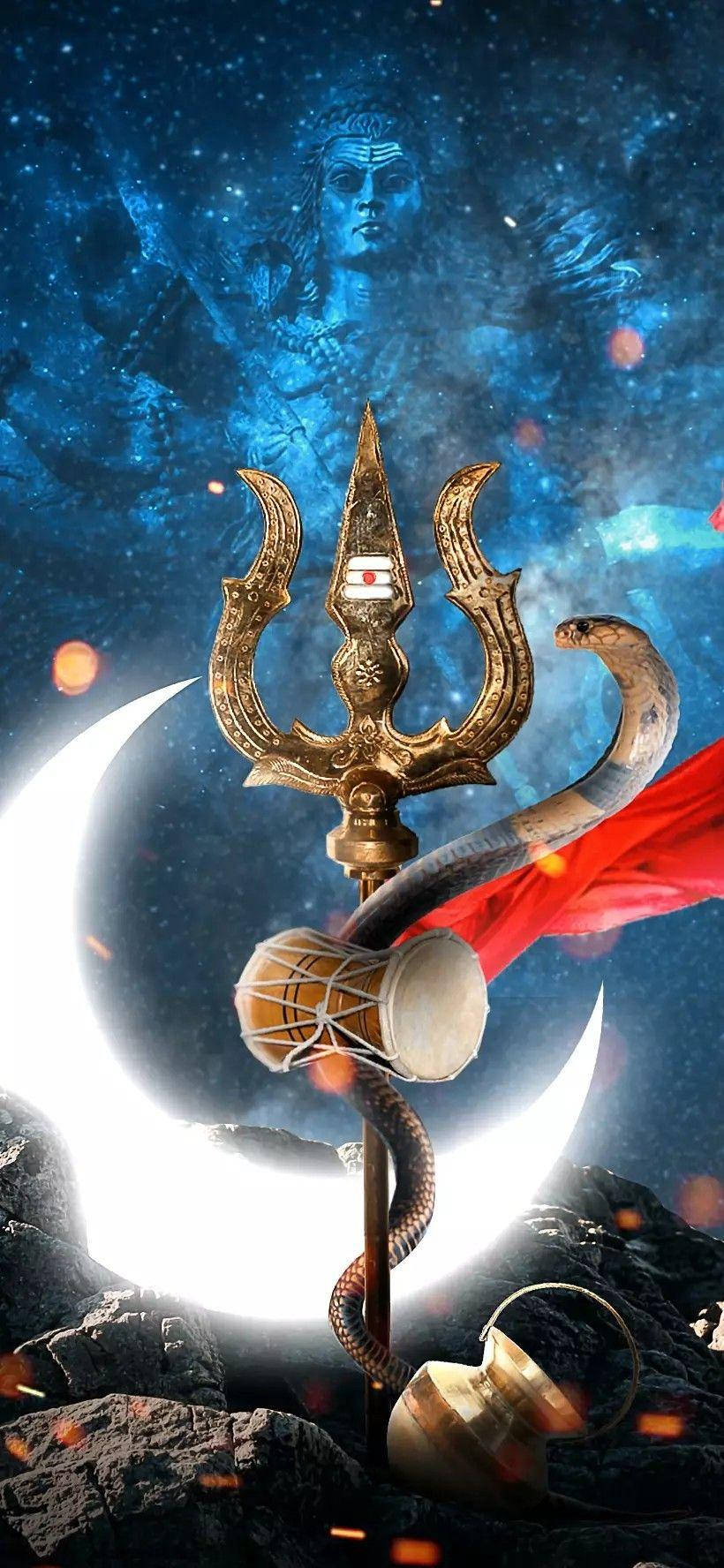 iPhone Shiva Trishula với mặt trăng Hình nền