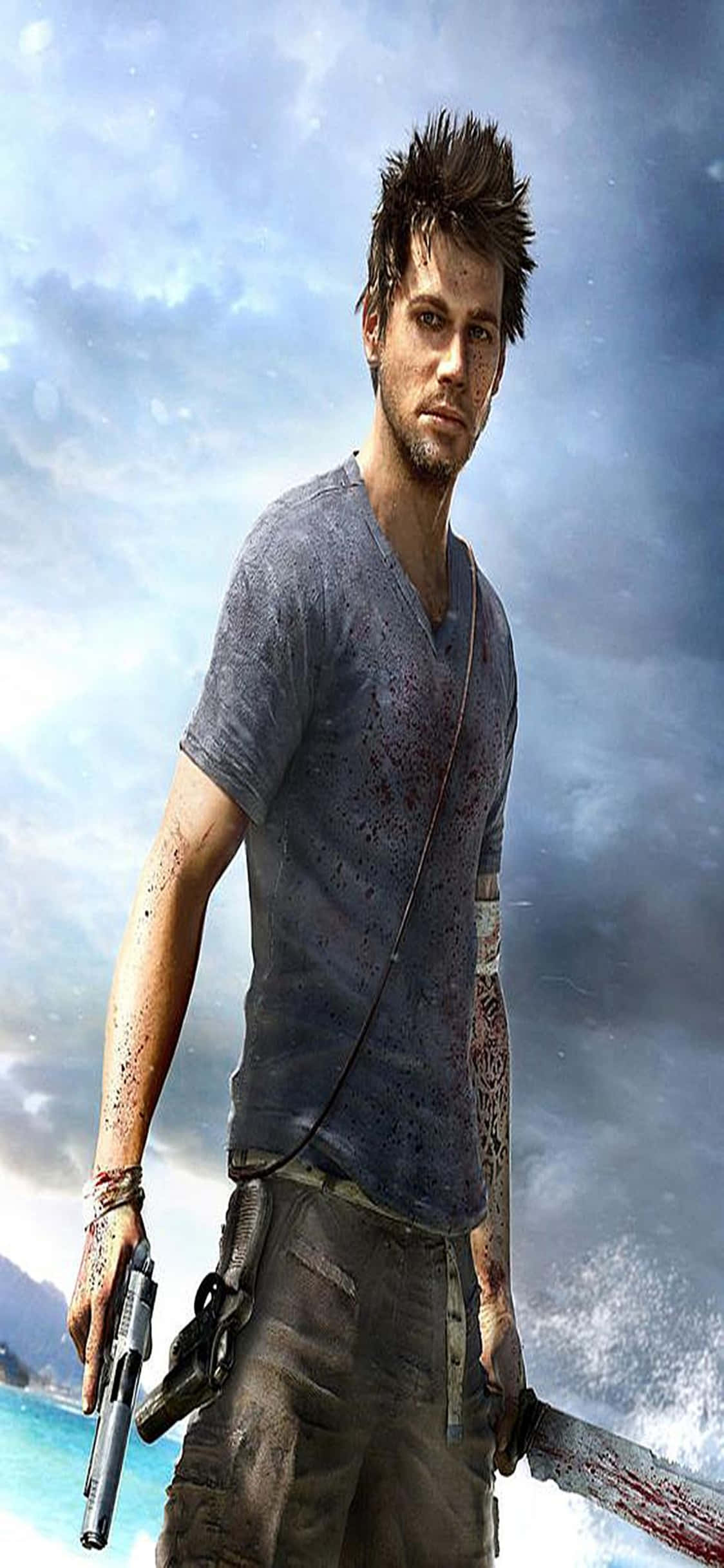 iPhone X Nền Far Cry 3 Jason Brody Với Dao Rựa Hình nền
