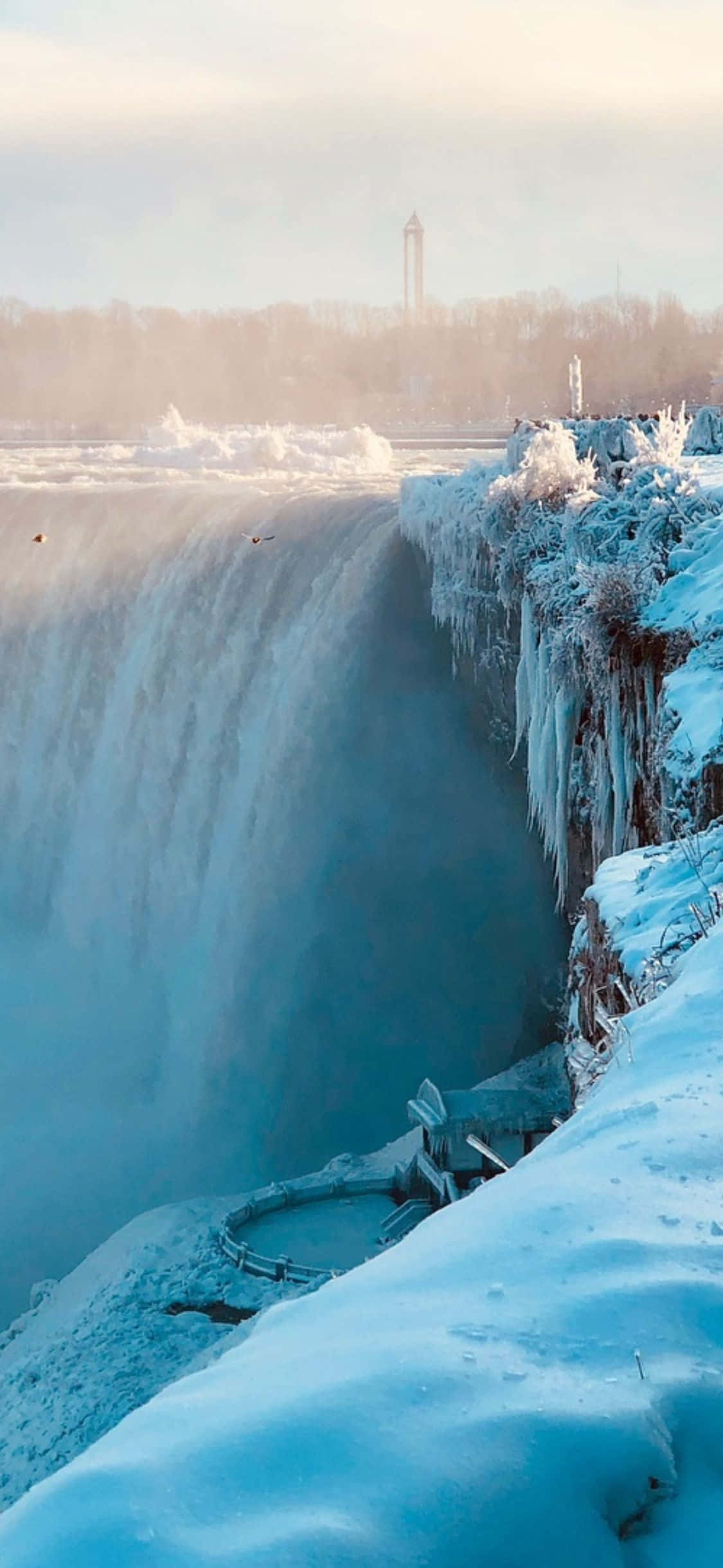 Hình nền Thác Niagara mùa đông cho iPhone X Hình nền