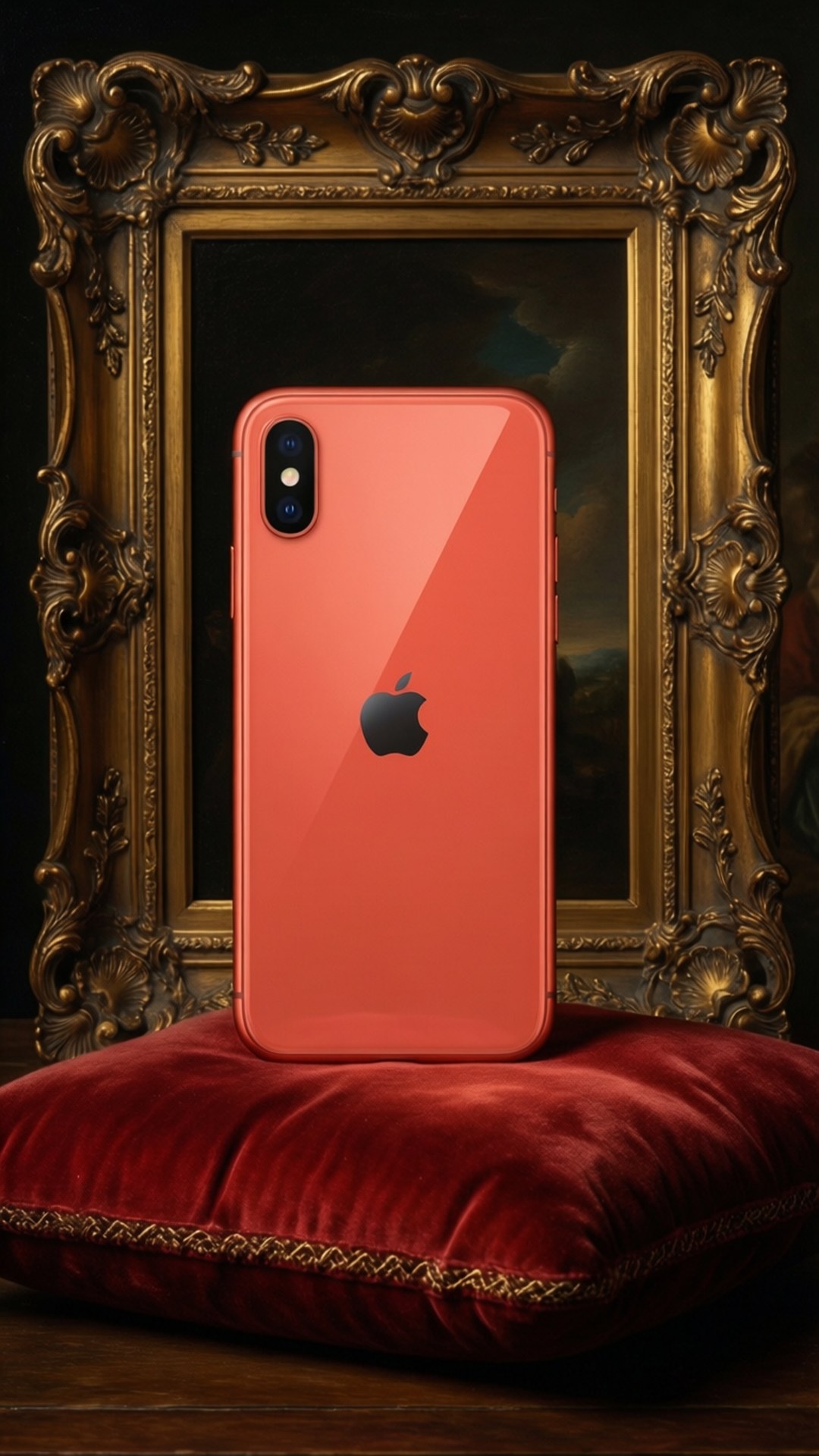 iPhone XR màu san hô phong cách Baroque Hình nền