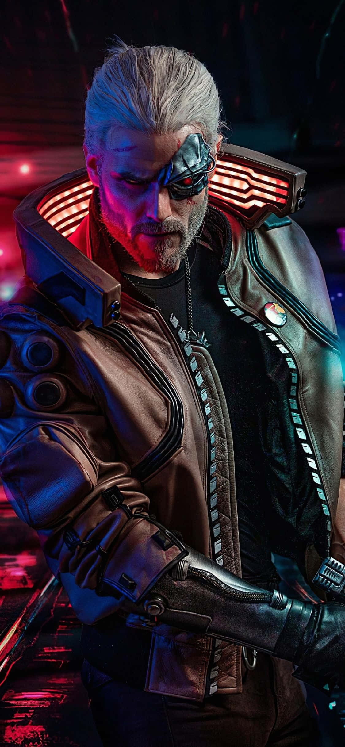 Hình nền iPhone XS Max Cyberpunk 2077 Geralt Cosplay Hình nền