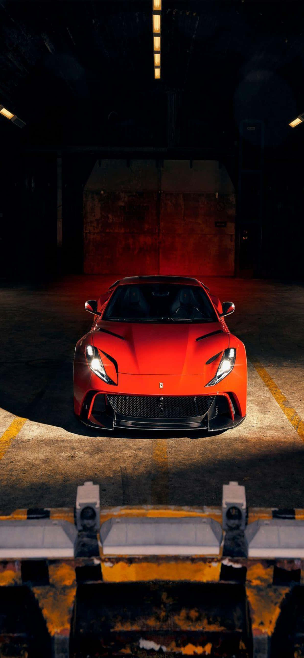 iPhone Xs Max Ferrari Background Red Ferrari 812 Superfast In A Warehouse Hình nền