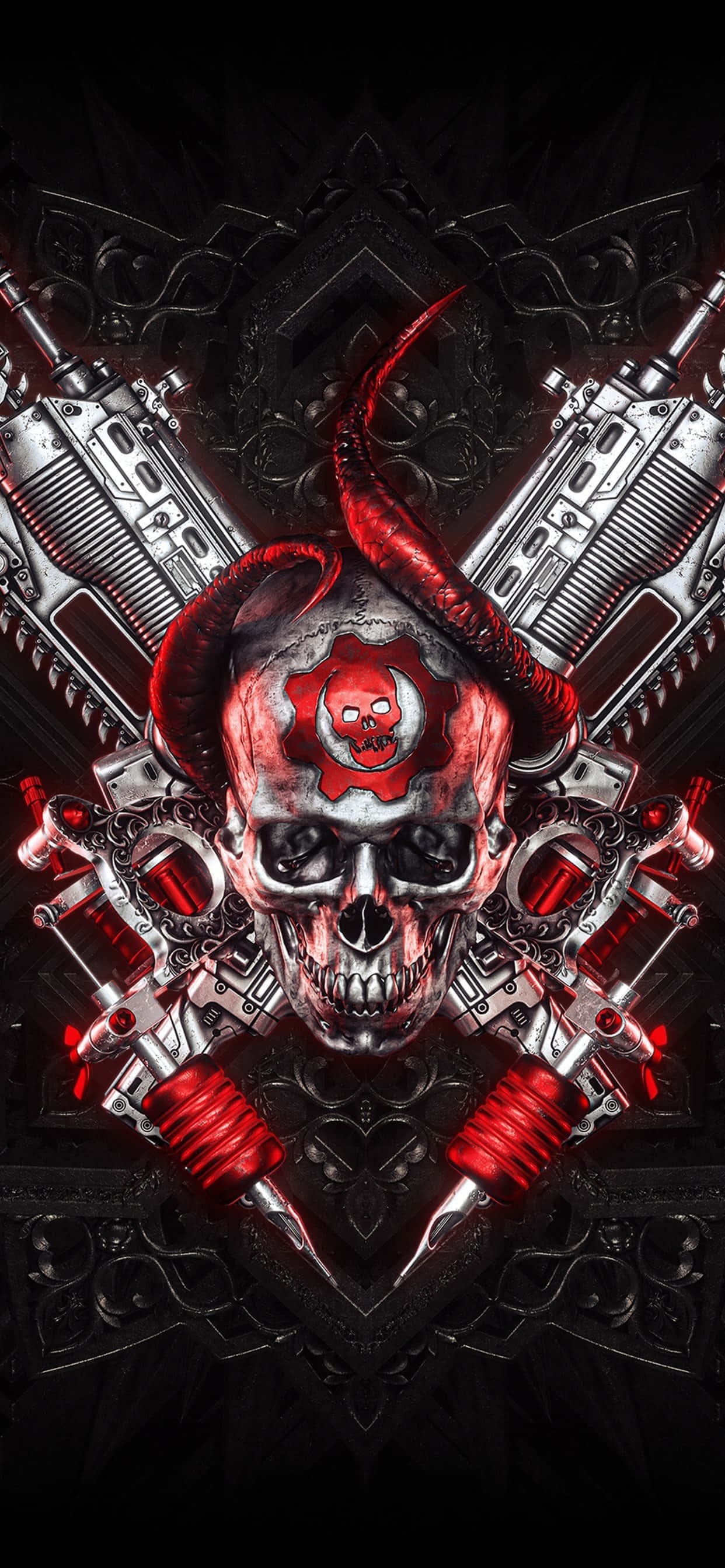 iPhone XS Max Gears Of War 5 Nền Đỏ và Bạc Hình nền