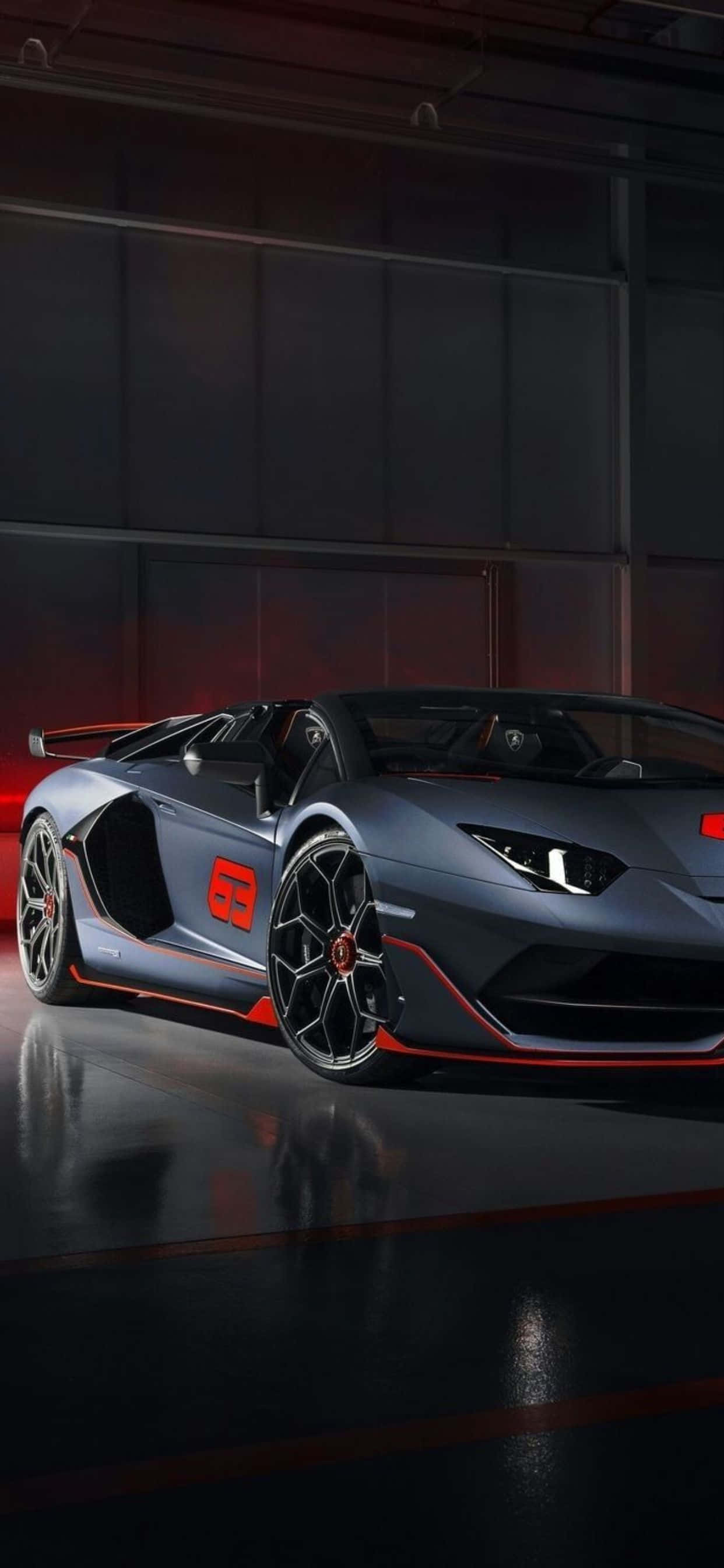 iPhone XS Max Lamborghini Đỏ Và Nền Xám Hình nền