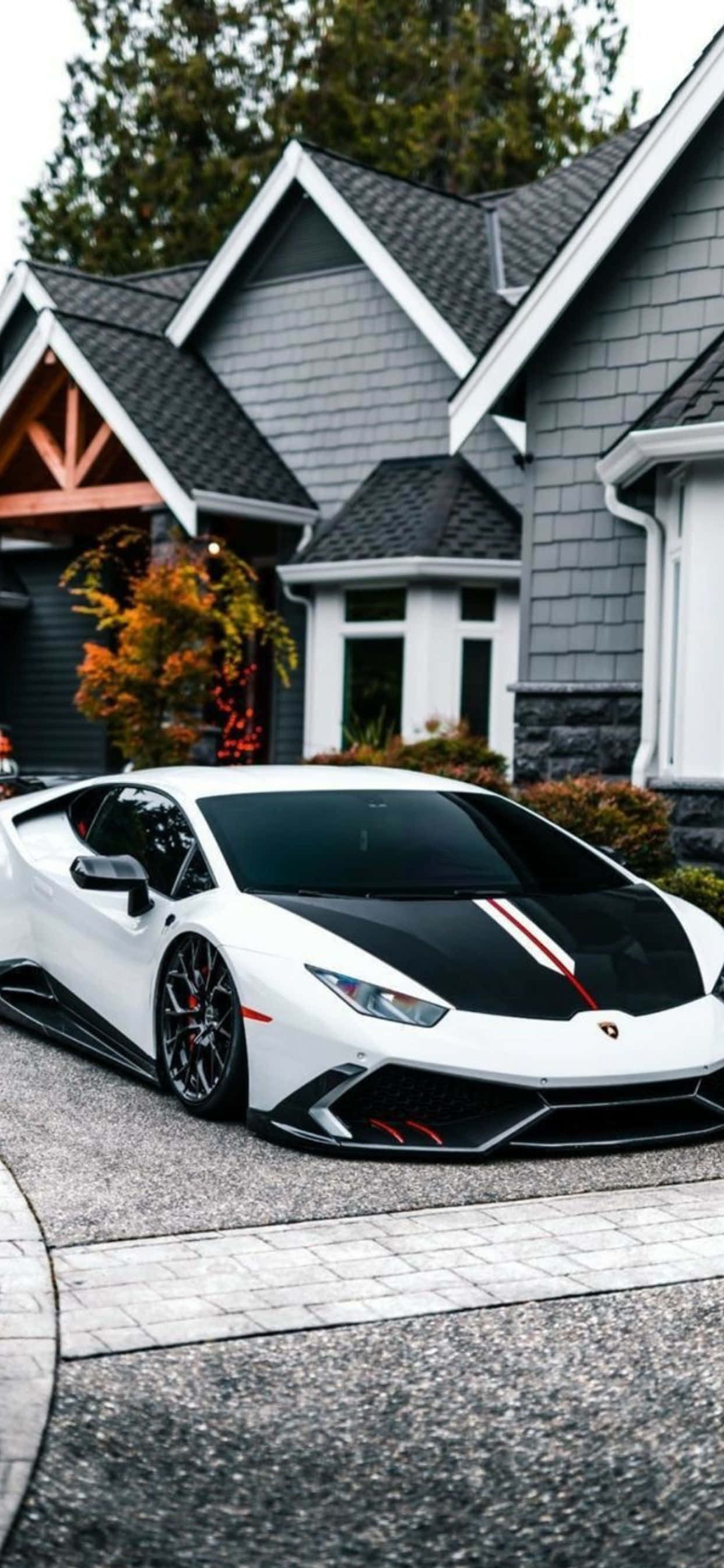 iPhone XS Max Lamborghini trắng và đen Hình nền