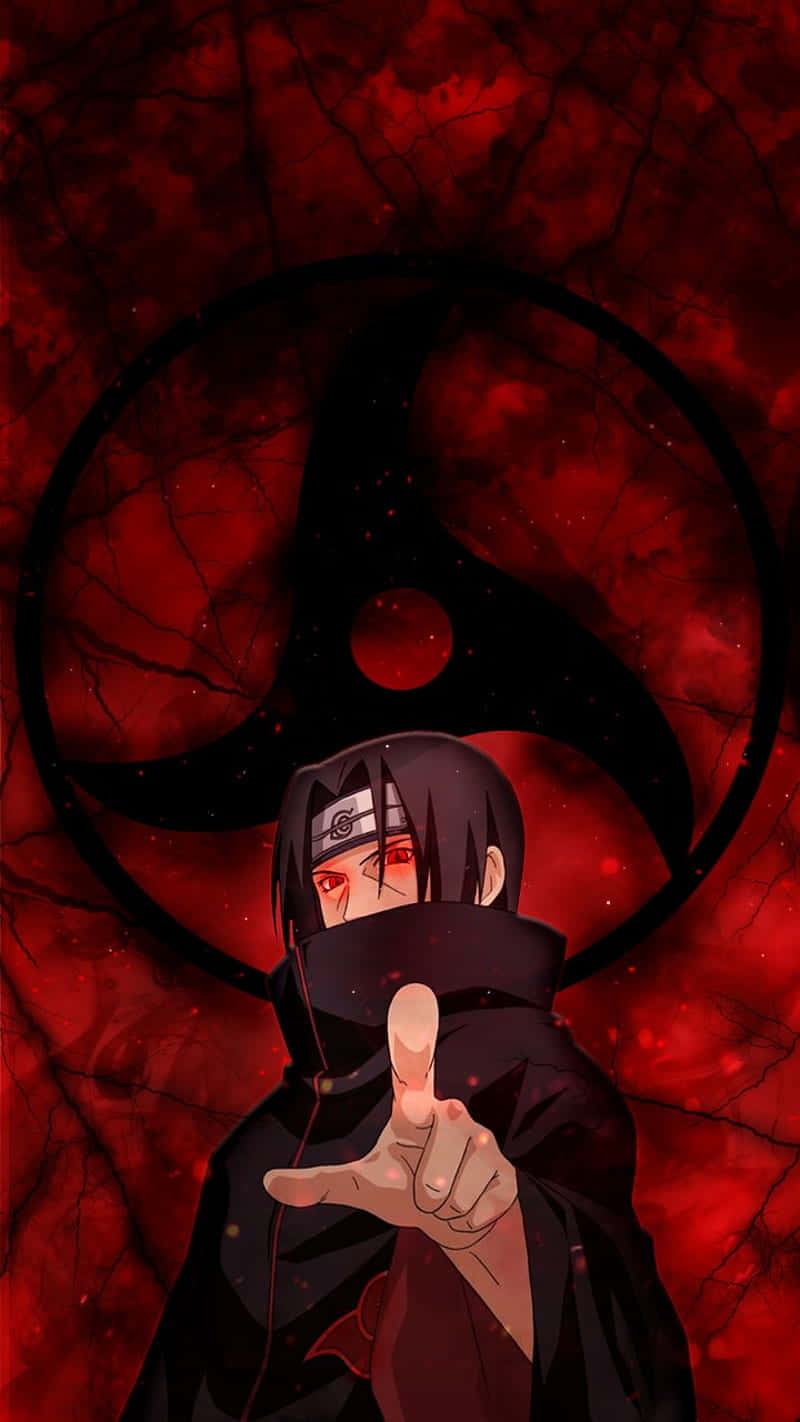 Itachi Mangekyou Sharingan chỉ tay với đôi mắt phát sáng Hình nền