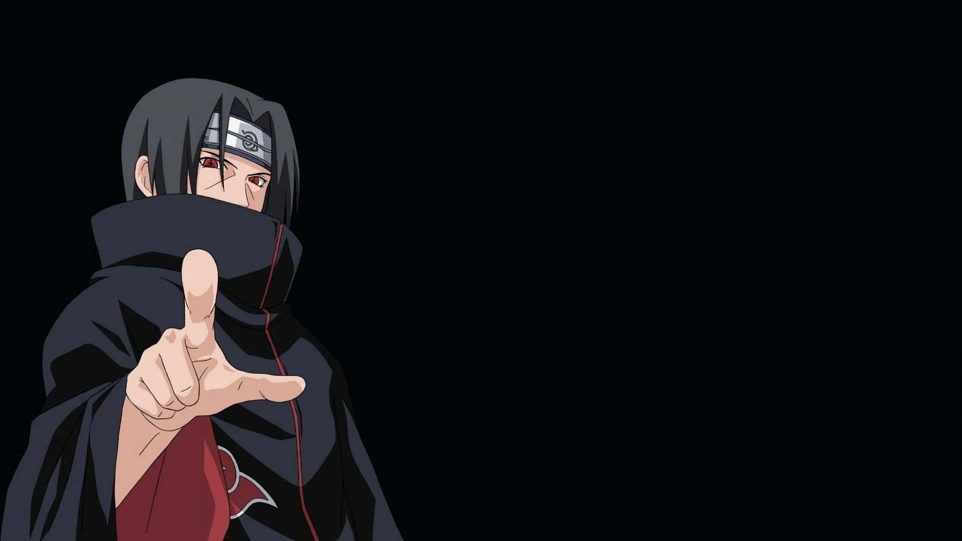 Itachi phong cách chỉ tay về phía trước với ngón trỏ trên nền đen — Itachi Hình nền