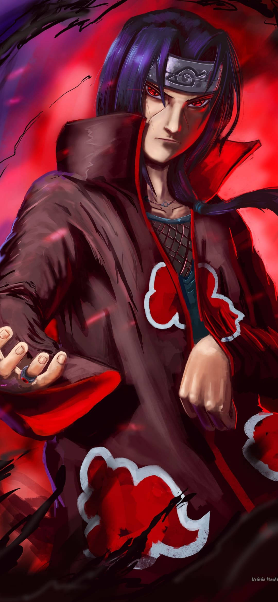 Itachi trên nền đỏ Hình nền