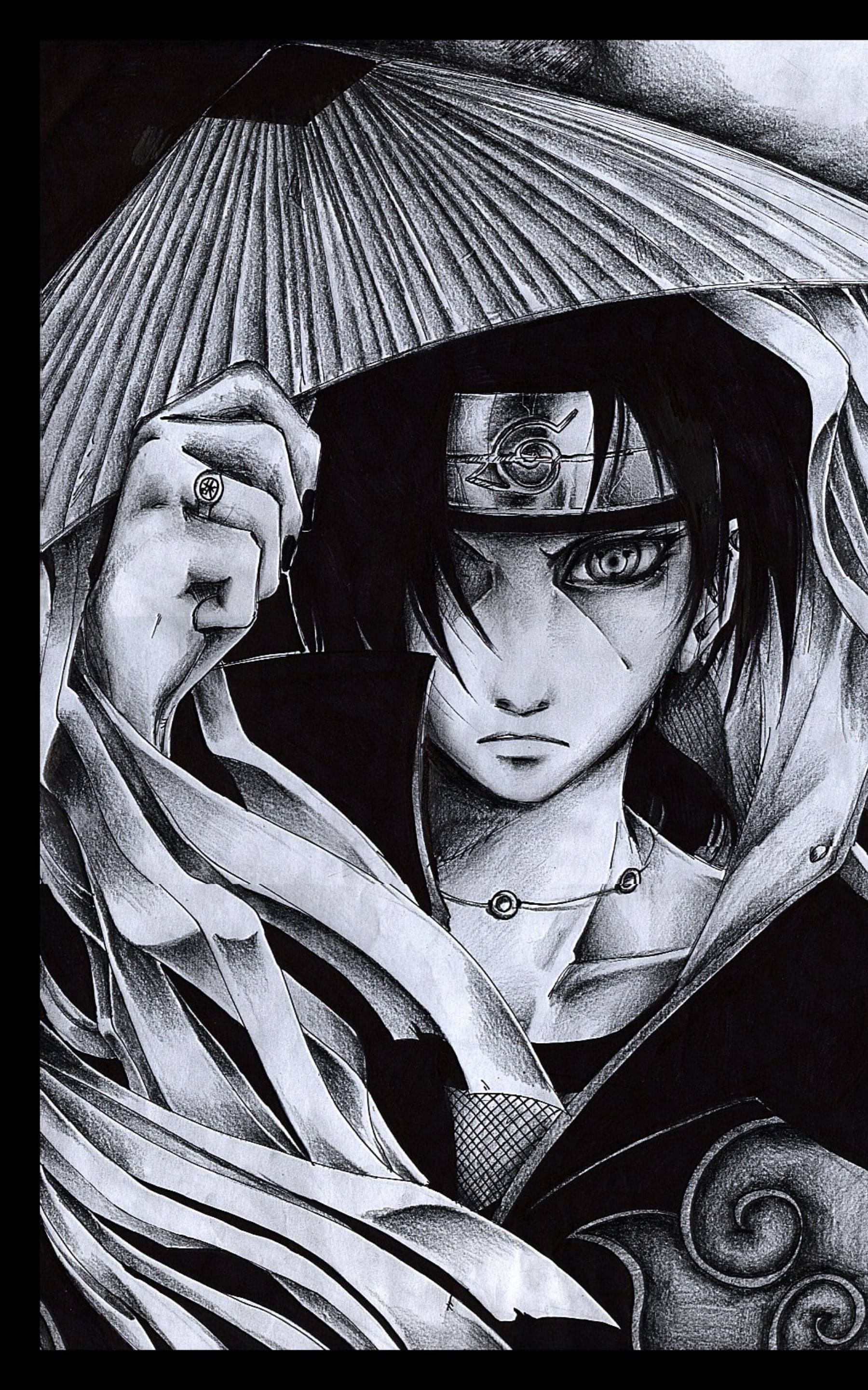 Itachi Trong Bản Vẽ Mực Đen Hình nền