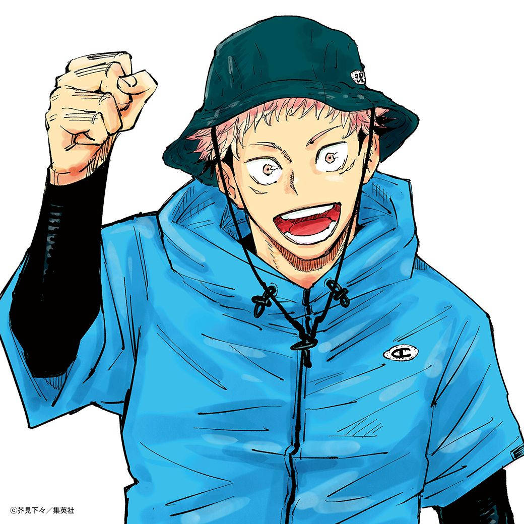 Hình nền Itadori Yuji mặc áo khoác xanh trong anime Jujutsu Kaisen — Jujutsu Kaisen Hình nền