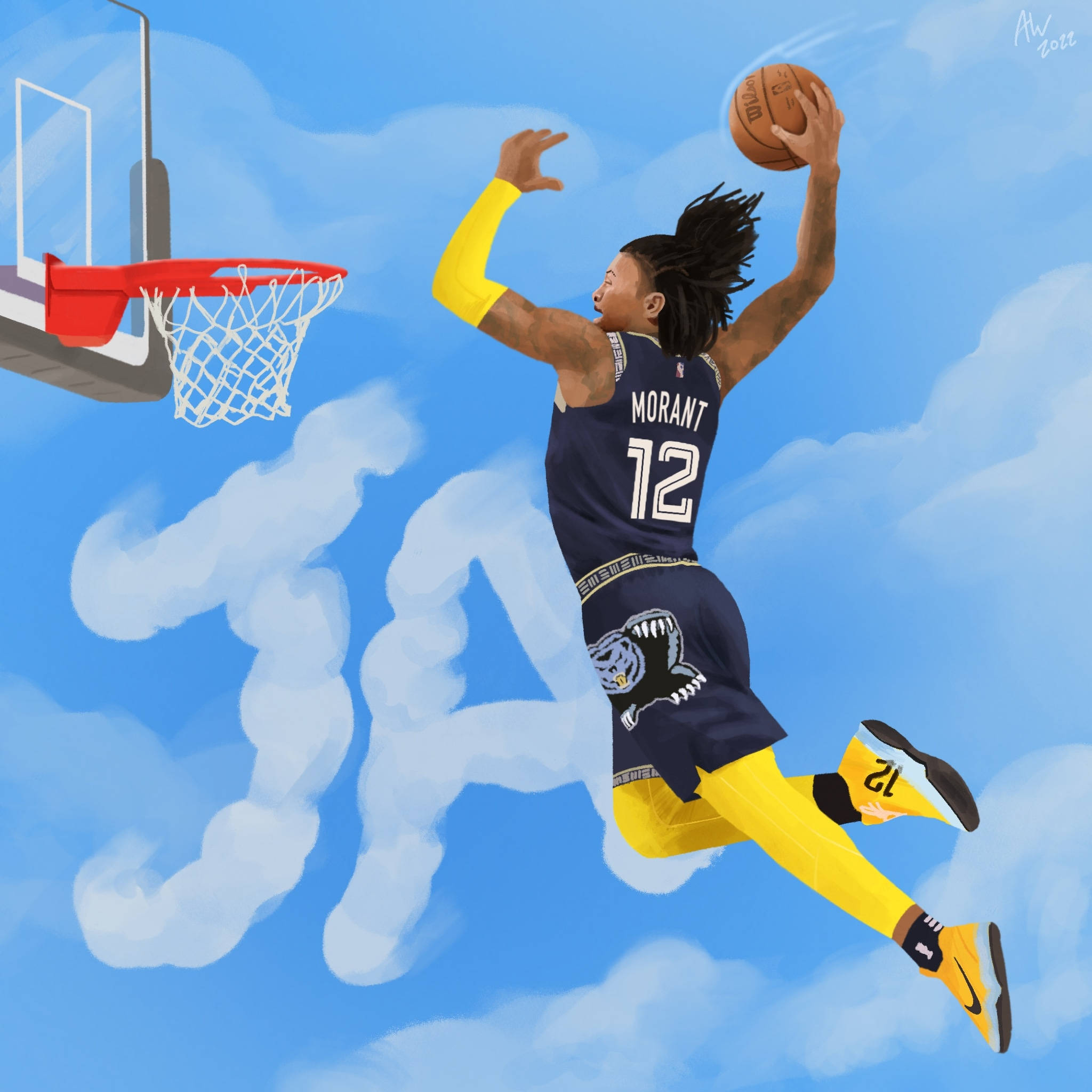 Ja Morant úp rổ cầu thủ Memphis Grizzlies Hình nền