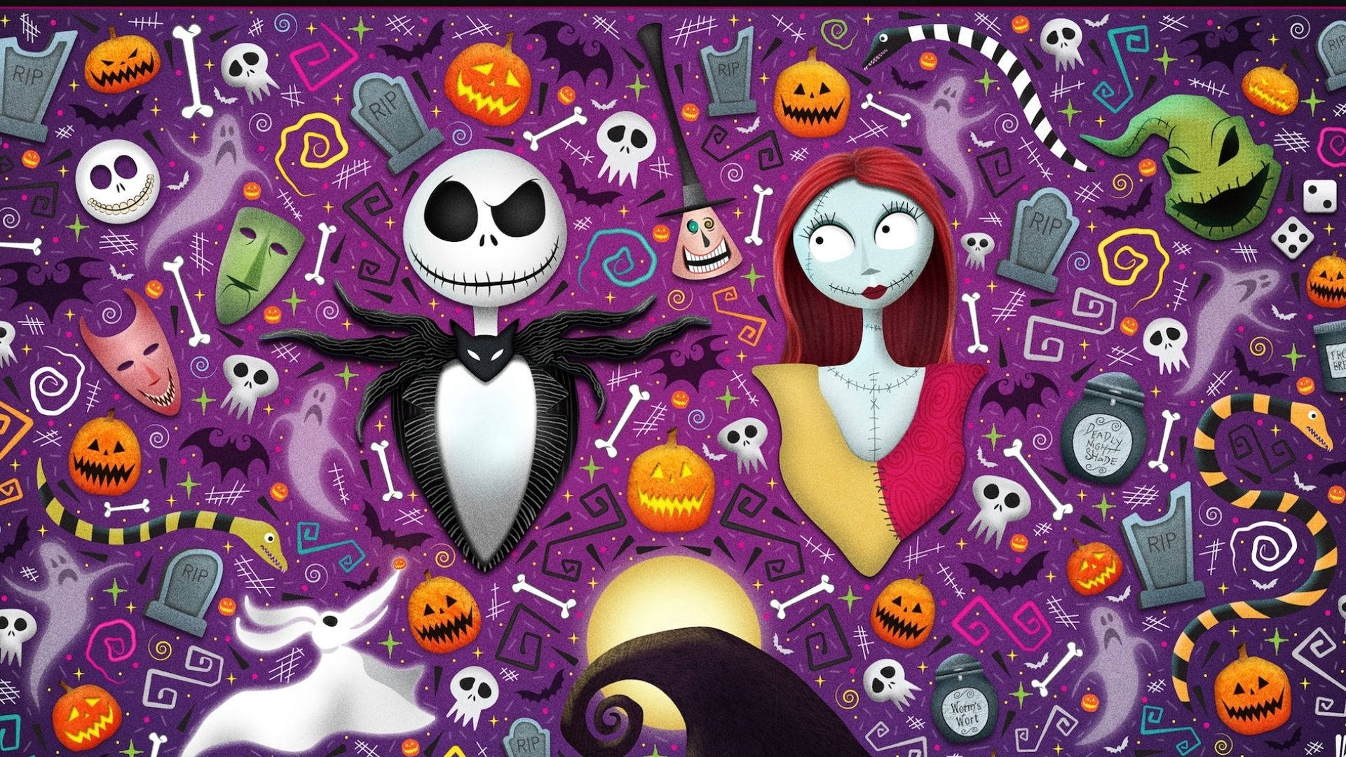 Jack Skellington Và Sally Halloween Hoạt Hình Hình nền