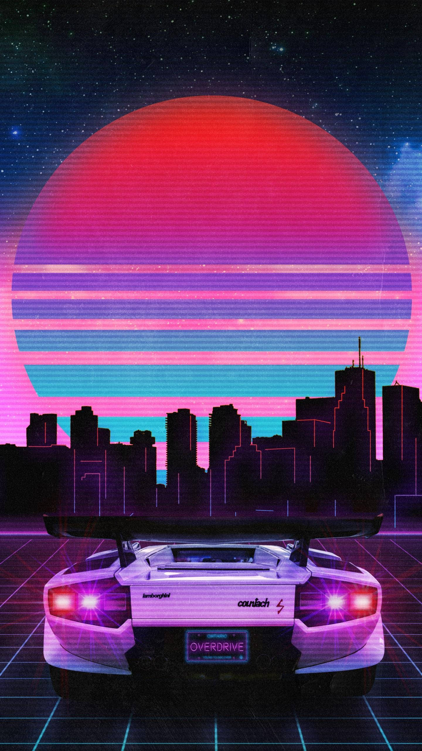 JDM Xe Hơi Thẩm Mỹ Với Hoàng Hôn Vaporwave Hình nền