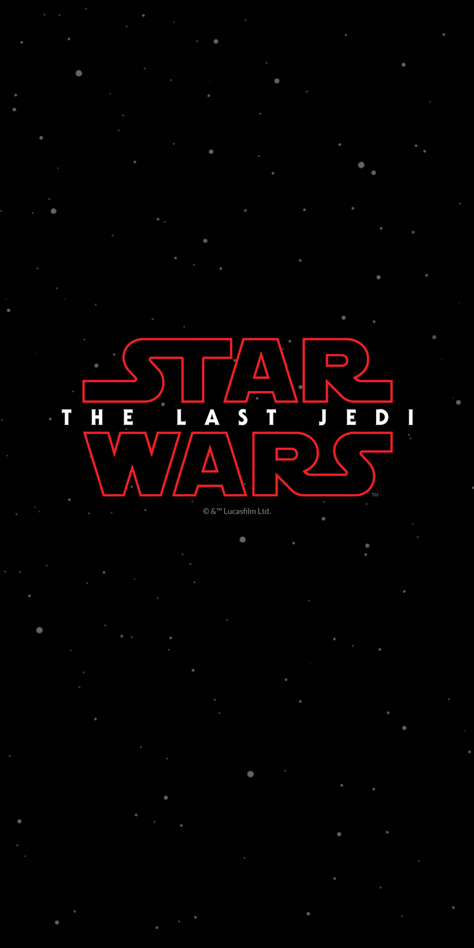Tiêu đề Star Wars: The Last Jedi với màu chữ đỏ trên nền sao đen