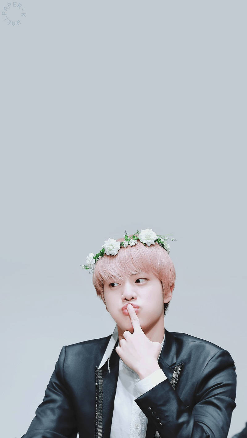 Jin BTS Dễ Thương Đội Vương Miện Hoa Hình nền