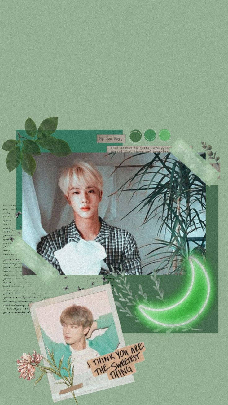 Jin BTS Xanh Thẩm Mỹ Hình nền