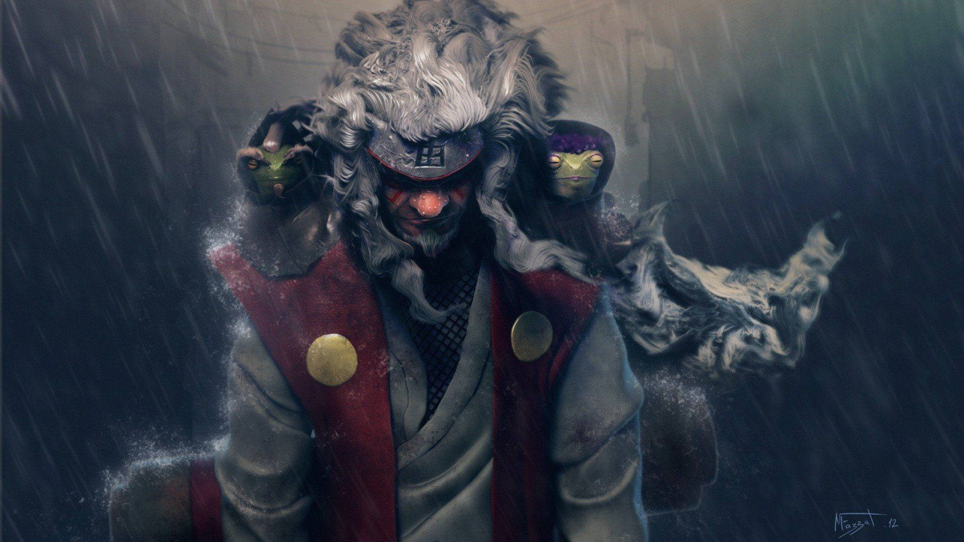 Hình nền cosplay Jiraiya phiên bản tối từ Naruto Shippuden.