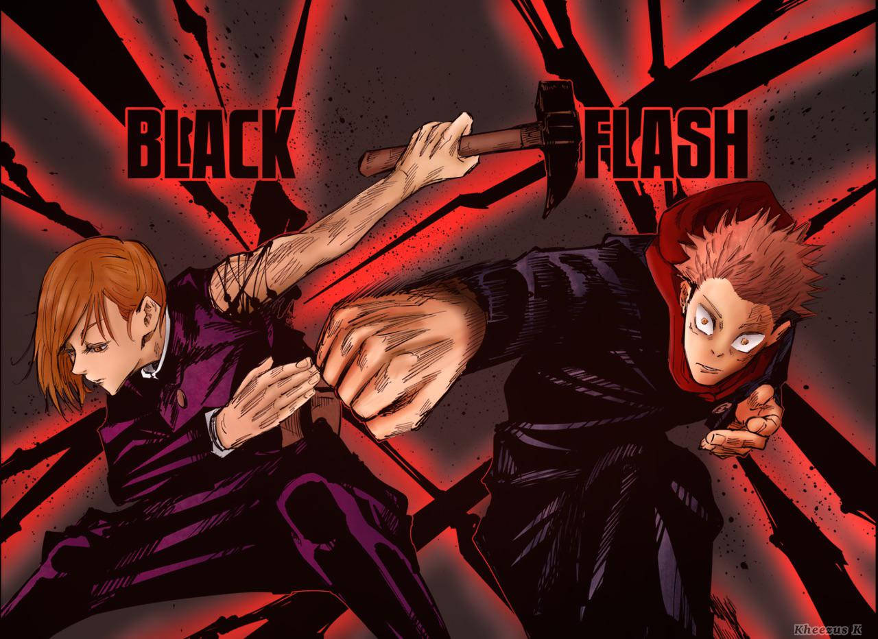Hình nền Jujutsu Kaisen về Itadori và Kugisaki sử dụng black flash. — Jujutsu Kaisen Hình nền