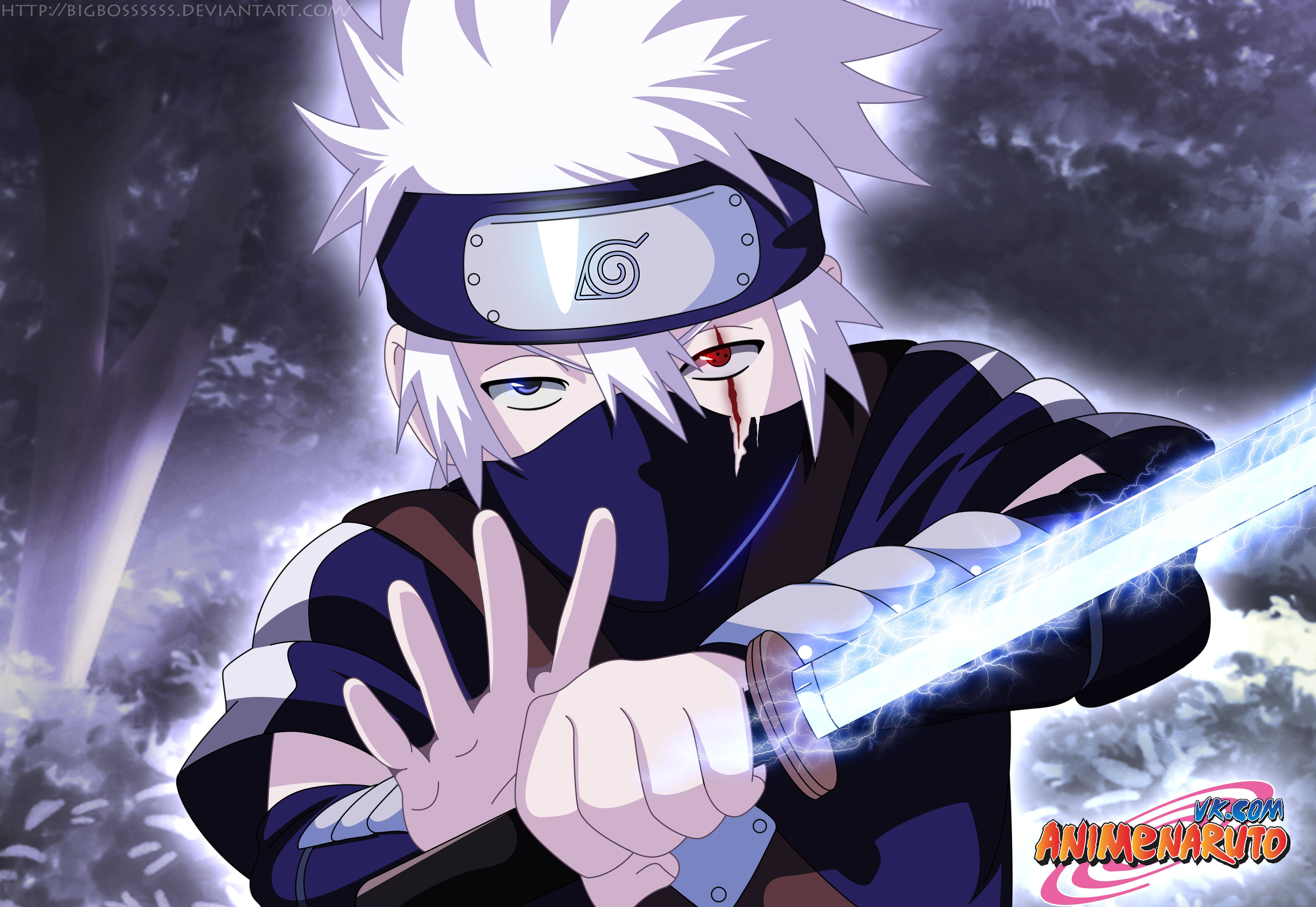 Kakashi 4K Thanh Kiếm Chakra Ánh Sáng Trắng Hình nền