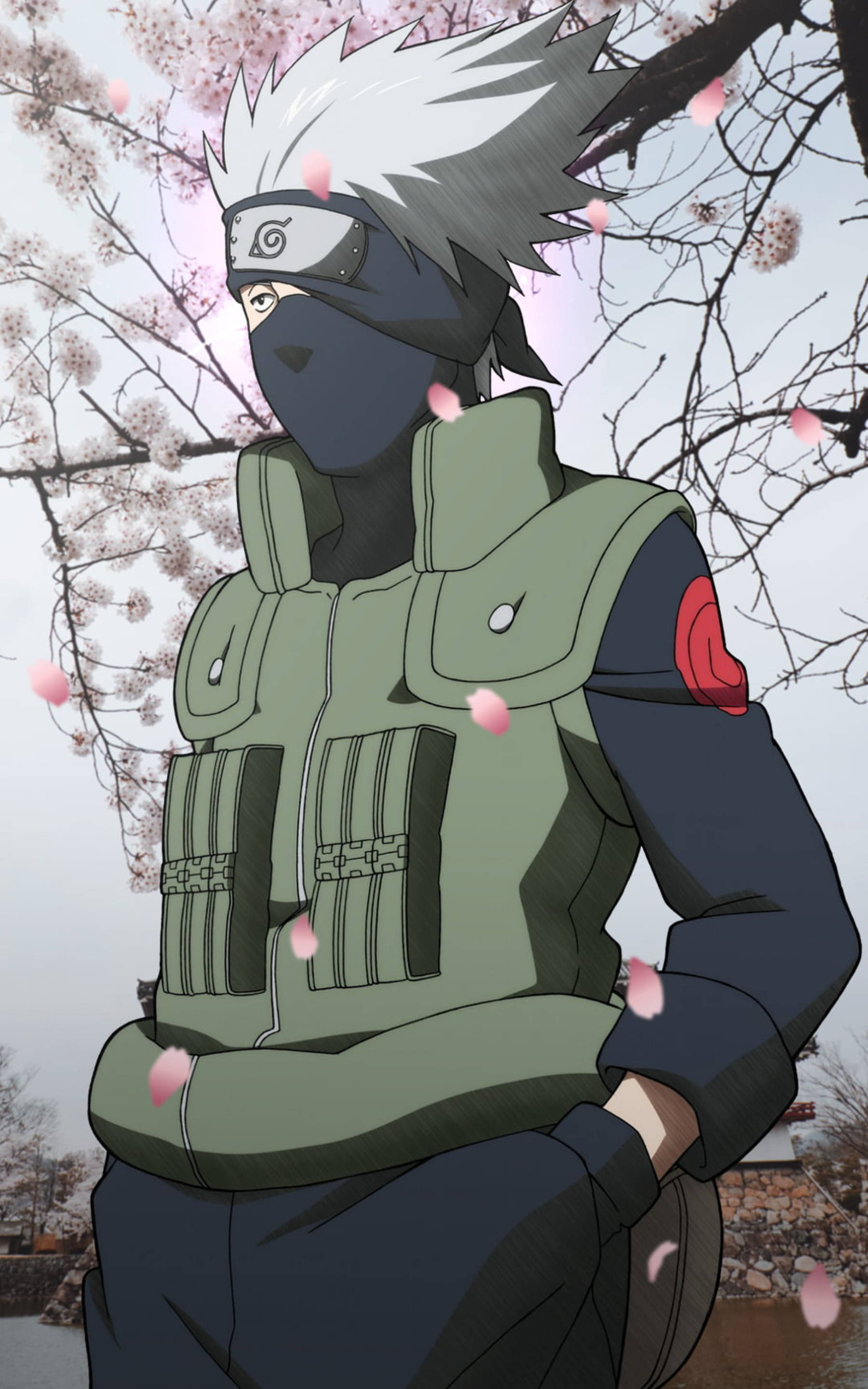 Kakashi Ngầu Bên Hoa Anh Đào Hình nền