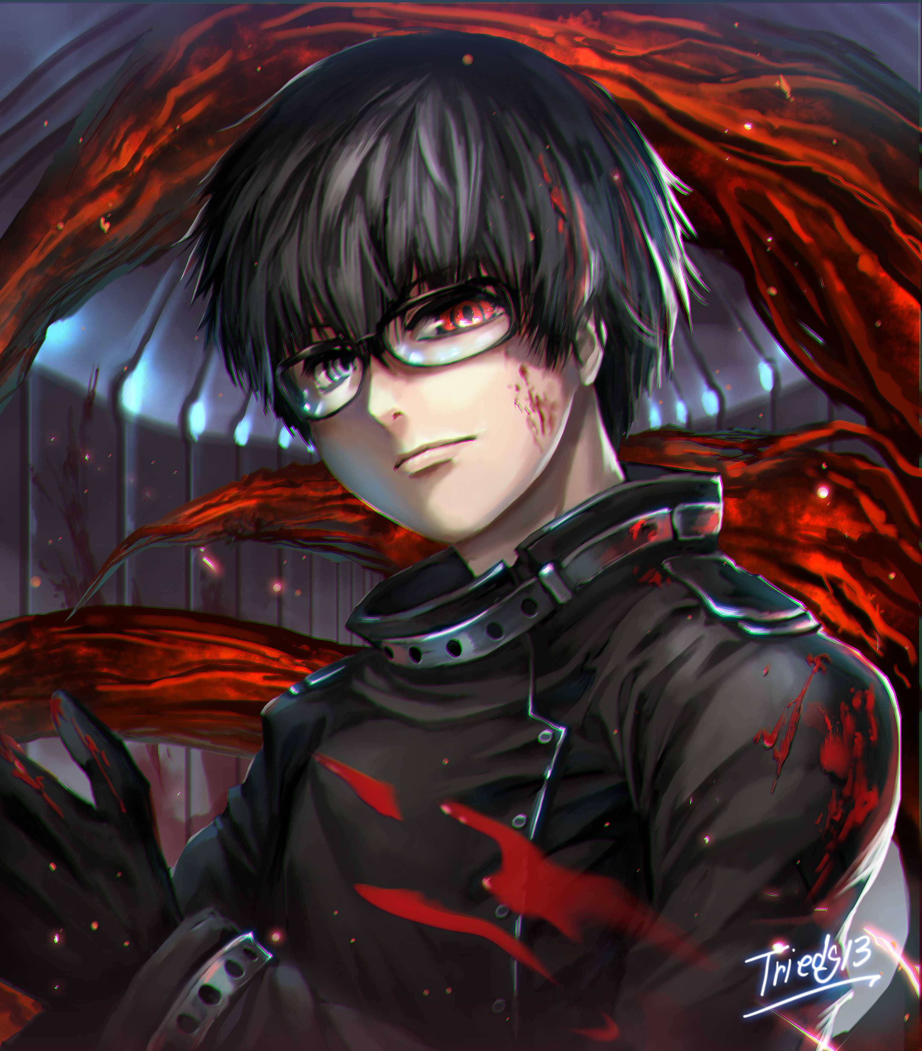 Kaneki Ken trong Áo Khoác Đen Phong Cách Hình nền