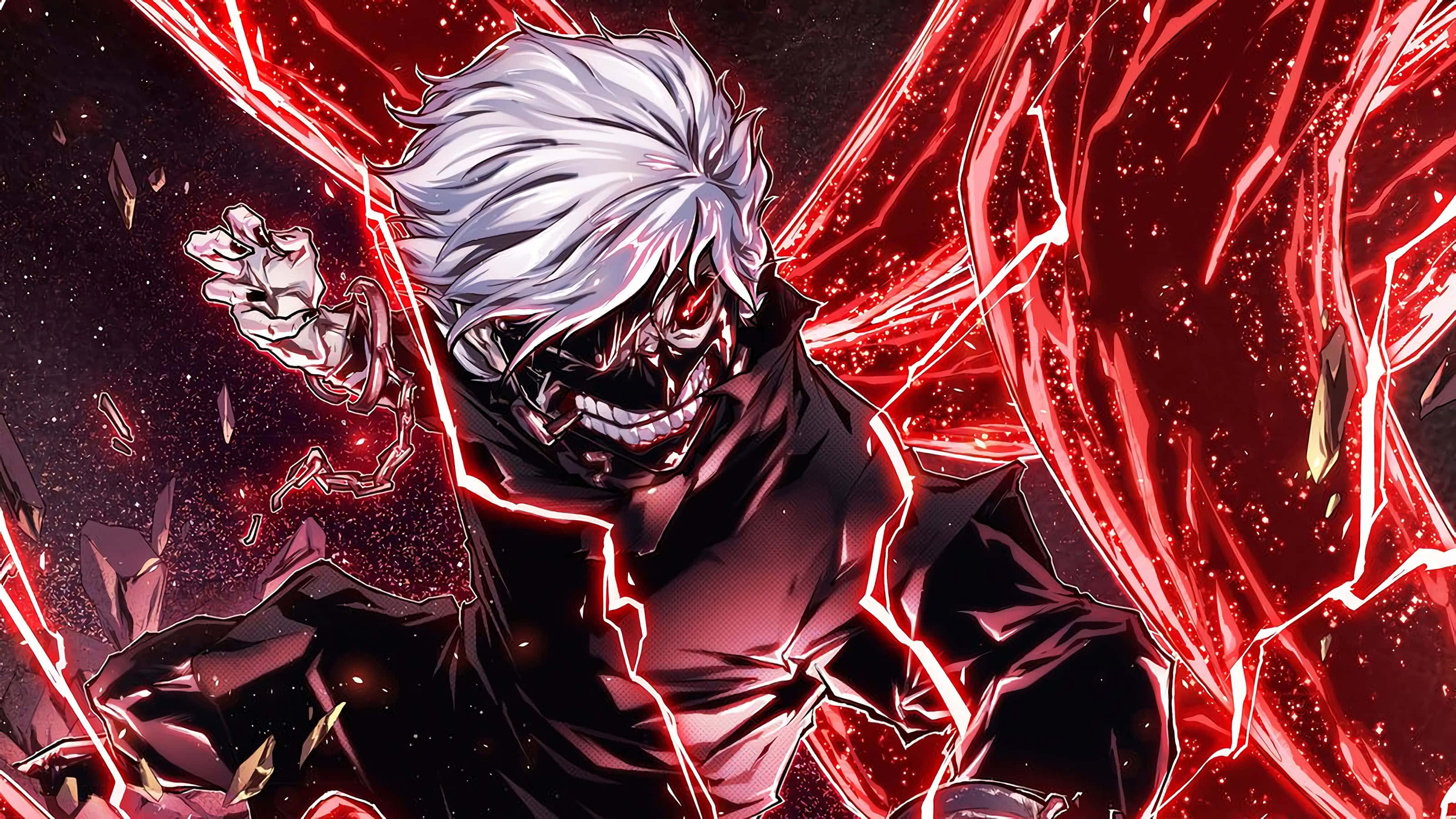 Kaneki Mặt Nạ Anime Nghệ Thuật Năng Lượng Đỏ Hình nền