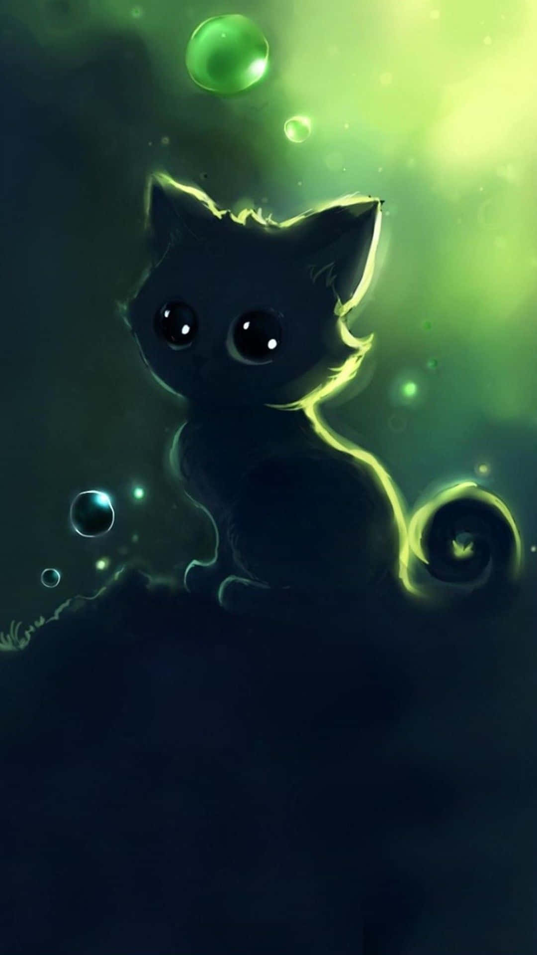 Kawaii Anime Cat Silhouette Hình nền