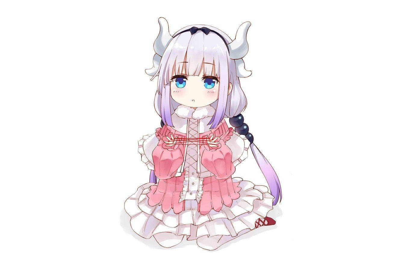 Kawaii Anime Kanna Kobayashi Quỳ Xuống Hình nền